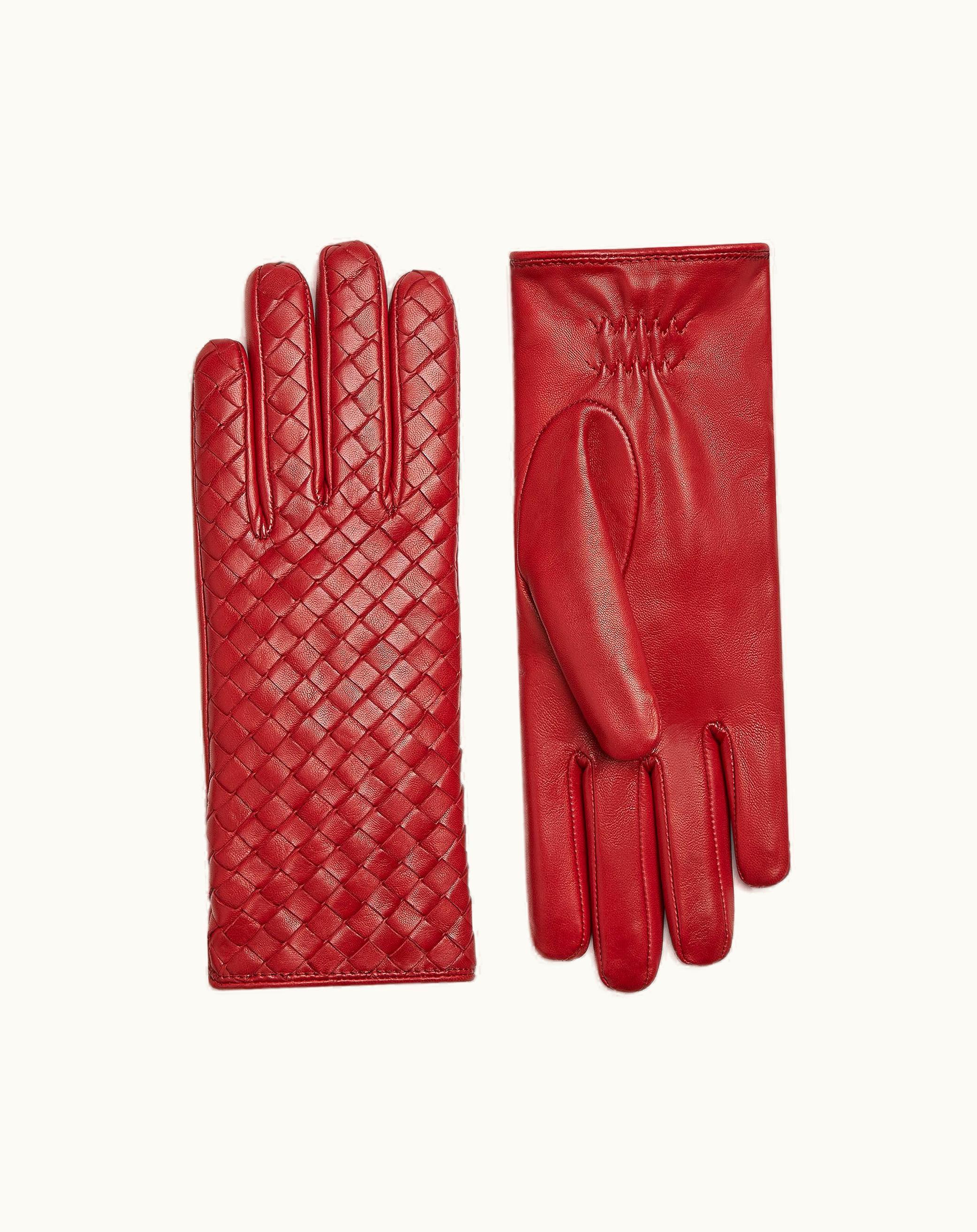 Bottega Veneta Bottega Veneta Women's Leather Intrecciato Gloves In Brick Red