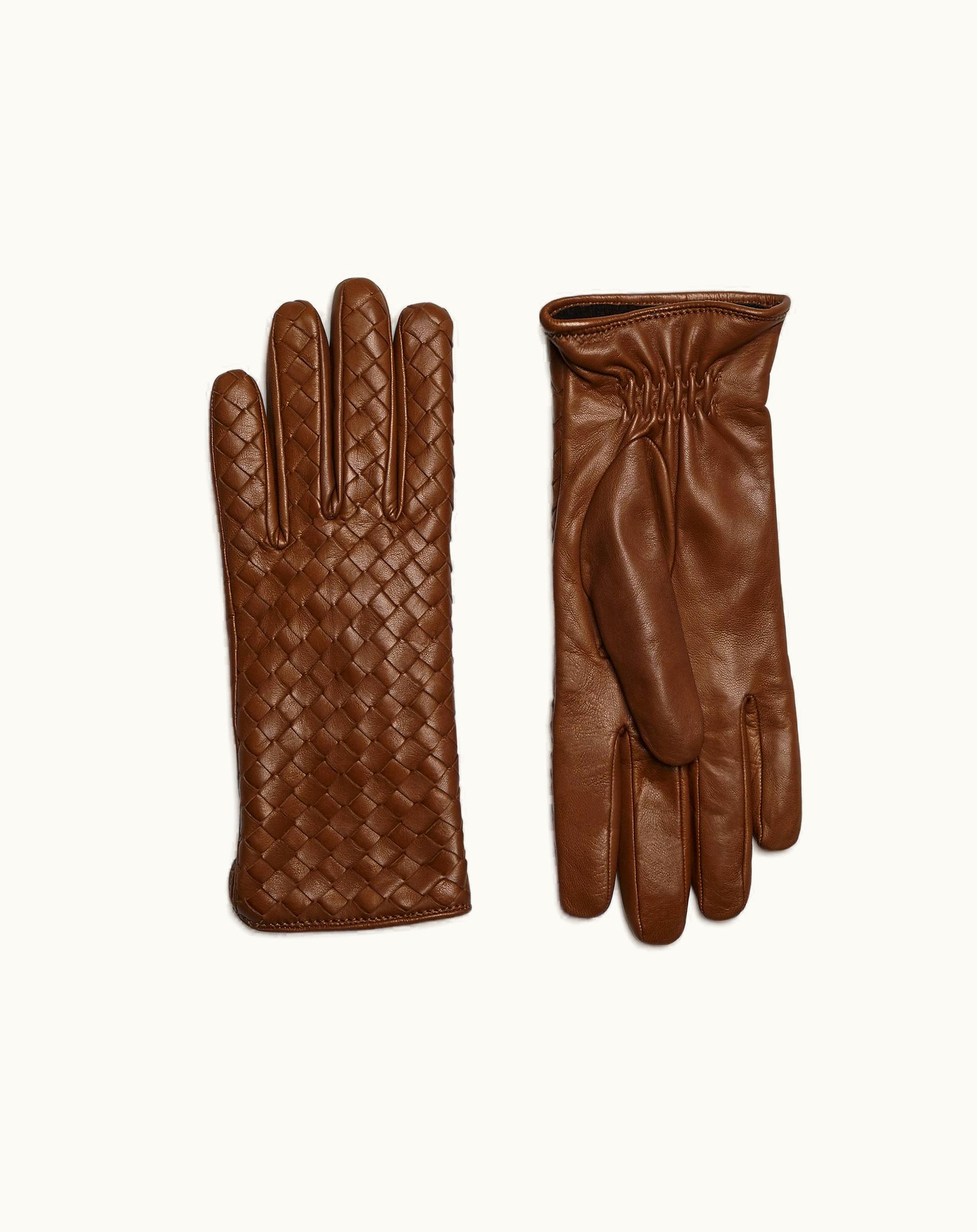 Bottega Veneta Bottega Veneta Women's Intrecciato Leather Gloves In Cognac
