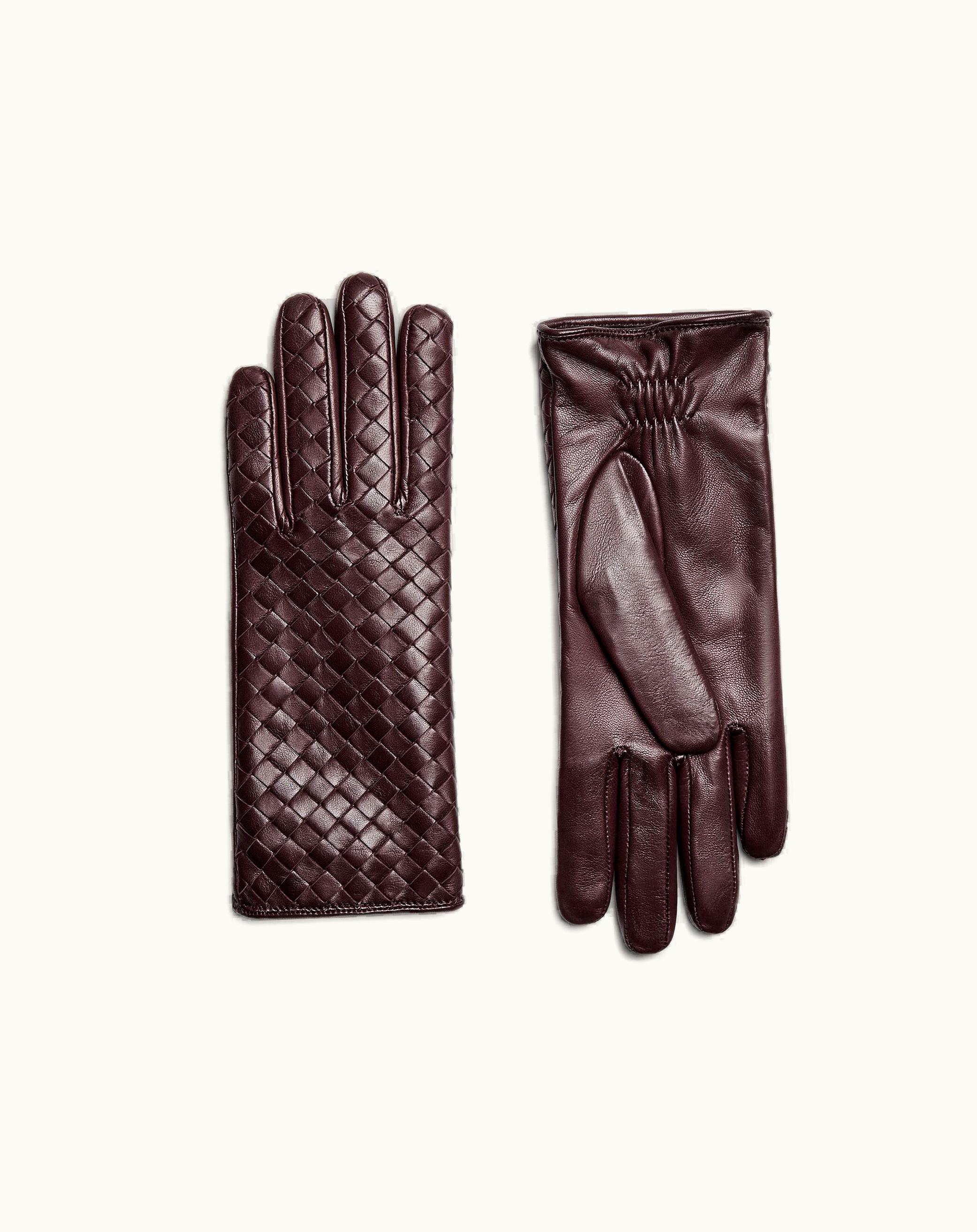 Bottega Veneta Bottega Veneta Women's Intrecciato Leather Gloves In Oxblood