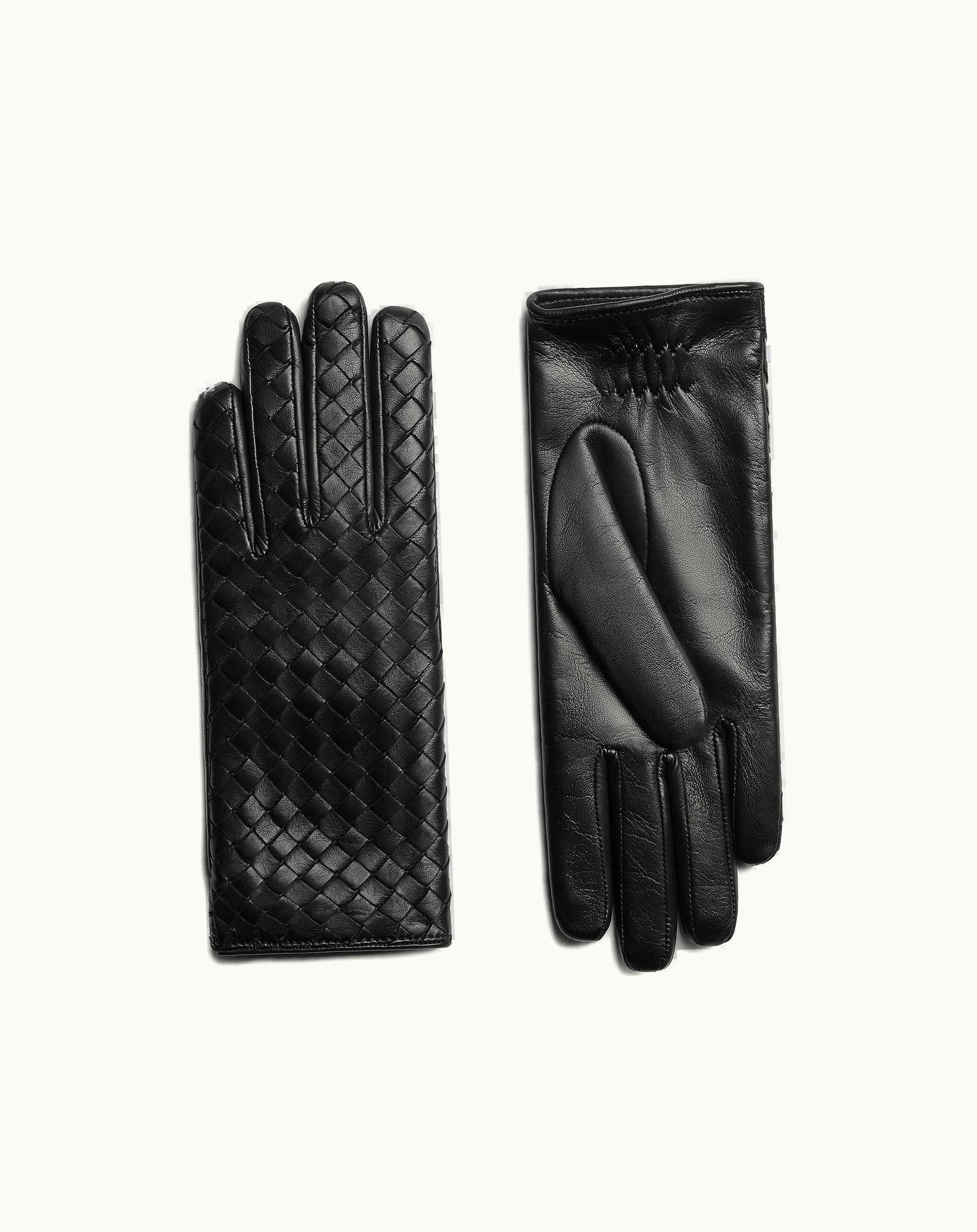 Bottega Veneta Bottega Veneta Women's Intrecciato Leather Gloves In Black