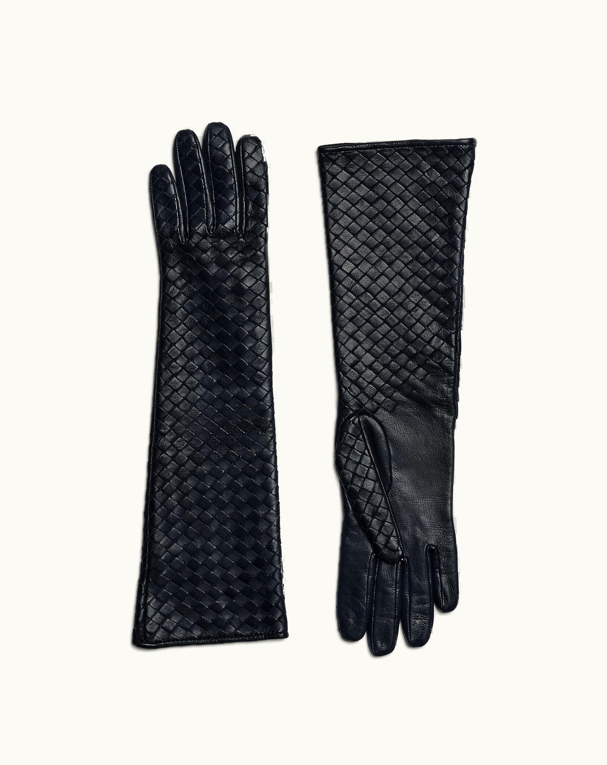 Bottega Veneta Bottega Veneta Women's Intrecciato Leather Midi Gloves In Abyss