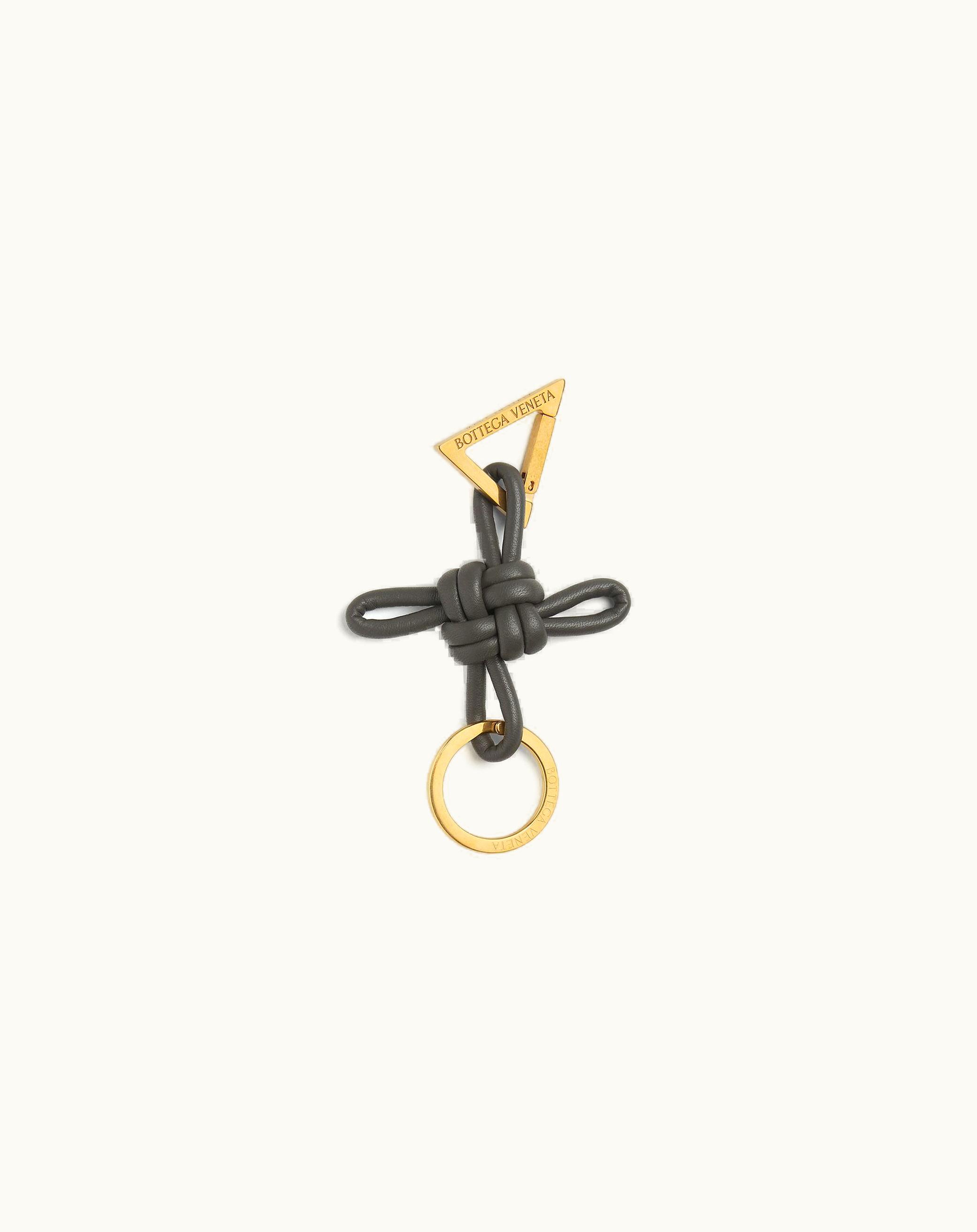 Bottega Veneta Bottega Veneta Women's Key Ring Triangle Square Double Knot Keyring In Light Graphite