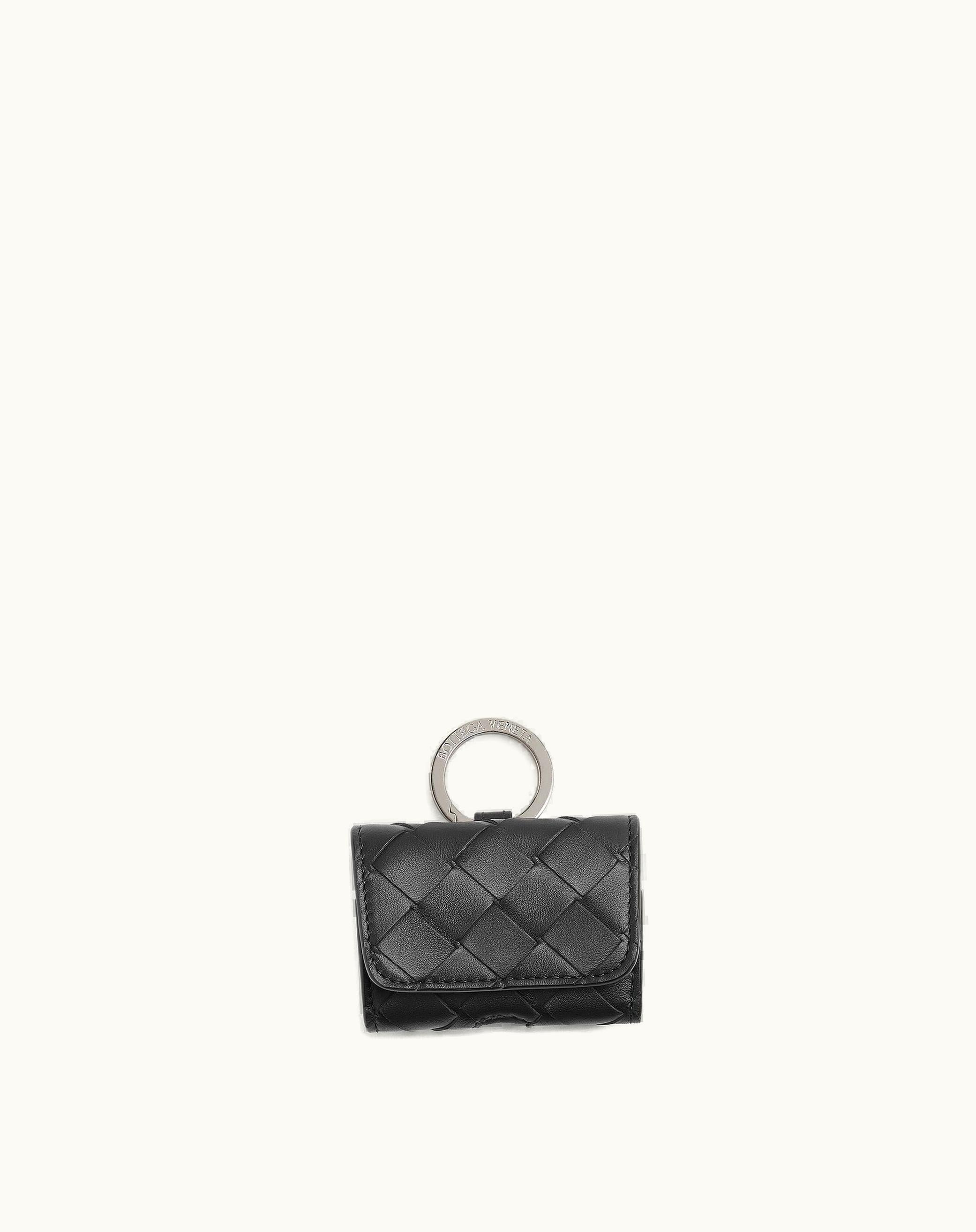 Bottega Veneta Bottega Veneta Men's Intrecciato Airpods Holder On Hook In Black