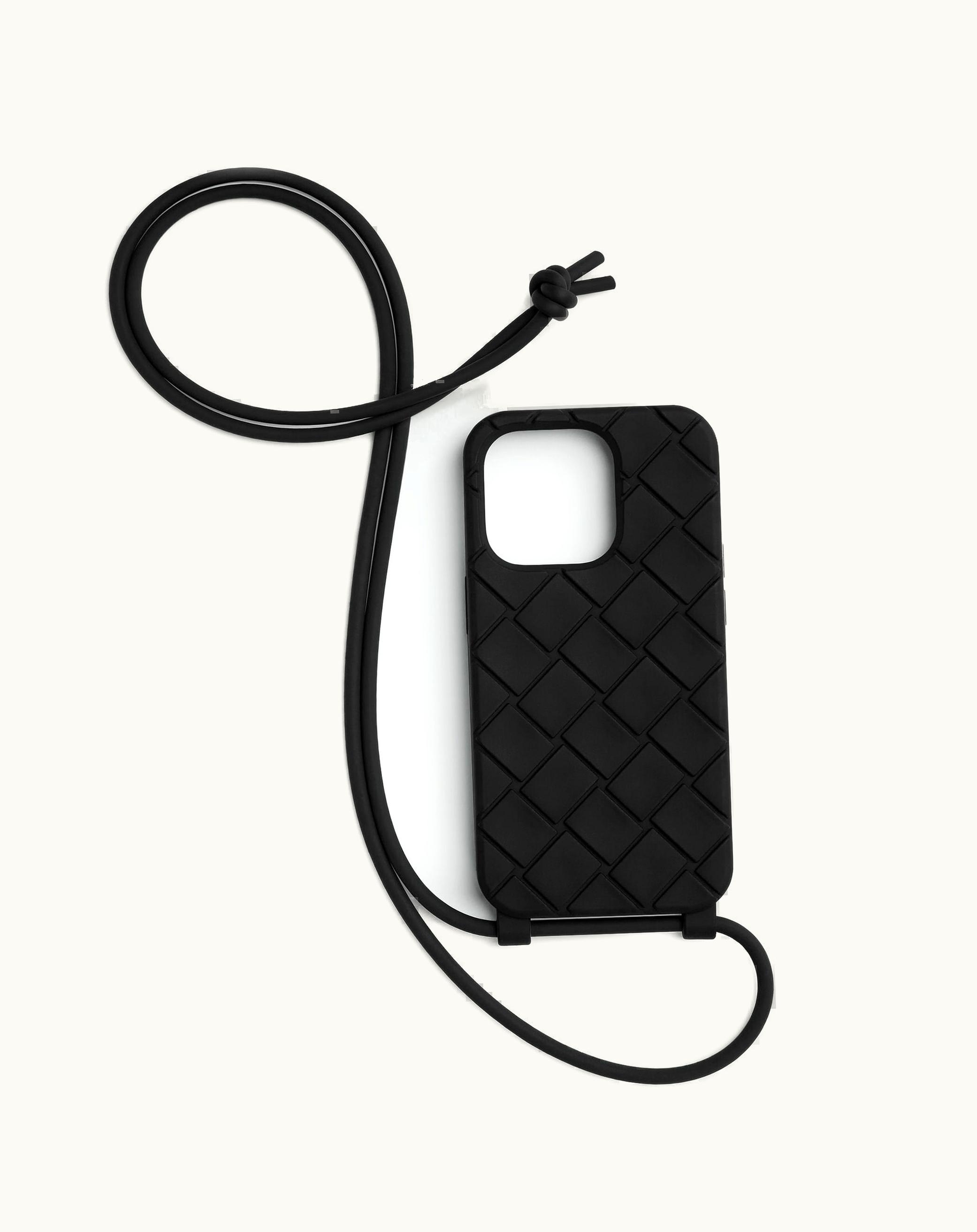 Bottega Veneta Bottega Veneta Men's Iphone 15 Pro Case With Strap In Black