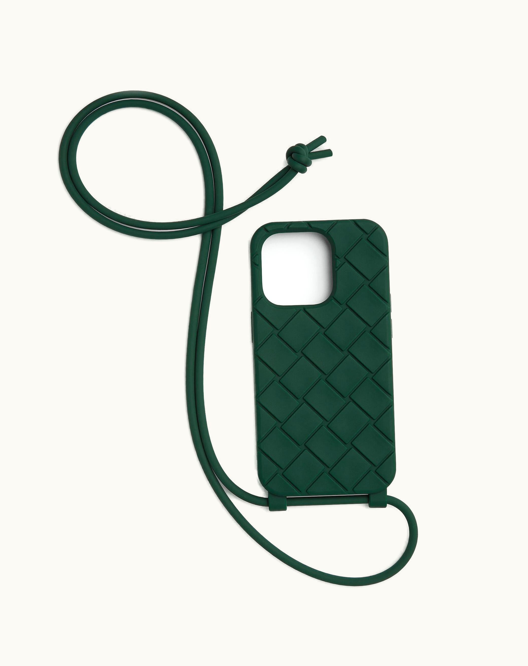 Bottega Veneta Bottega Veneta Men's Iphone 14 Pro Case On Strap In Emerald Green