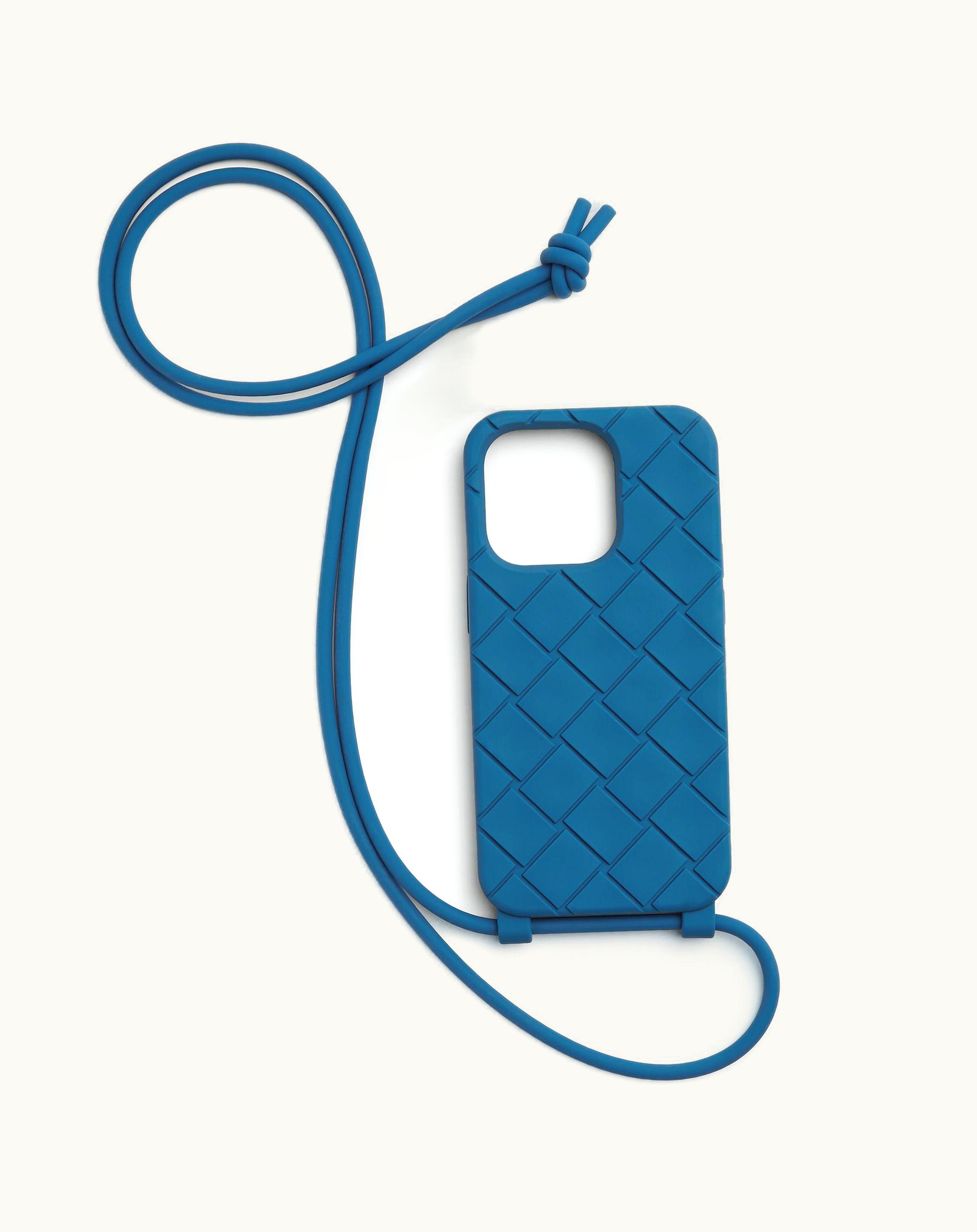 Bottega Veneta Bottega Veneta Men's Iphone 14 Pro Case On Strap In Deep Pacific