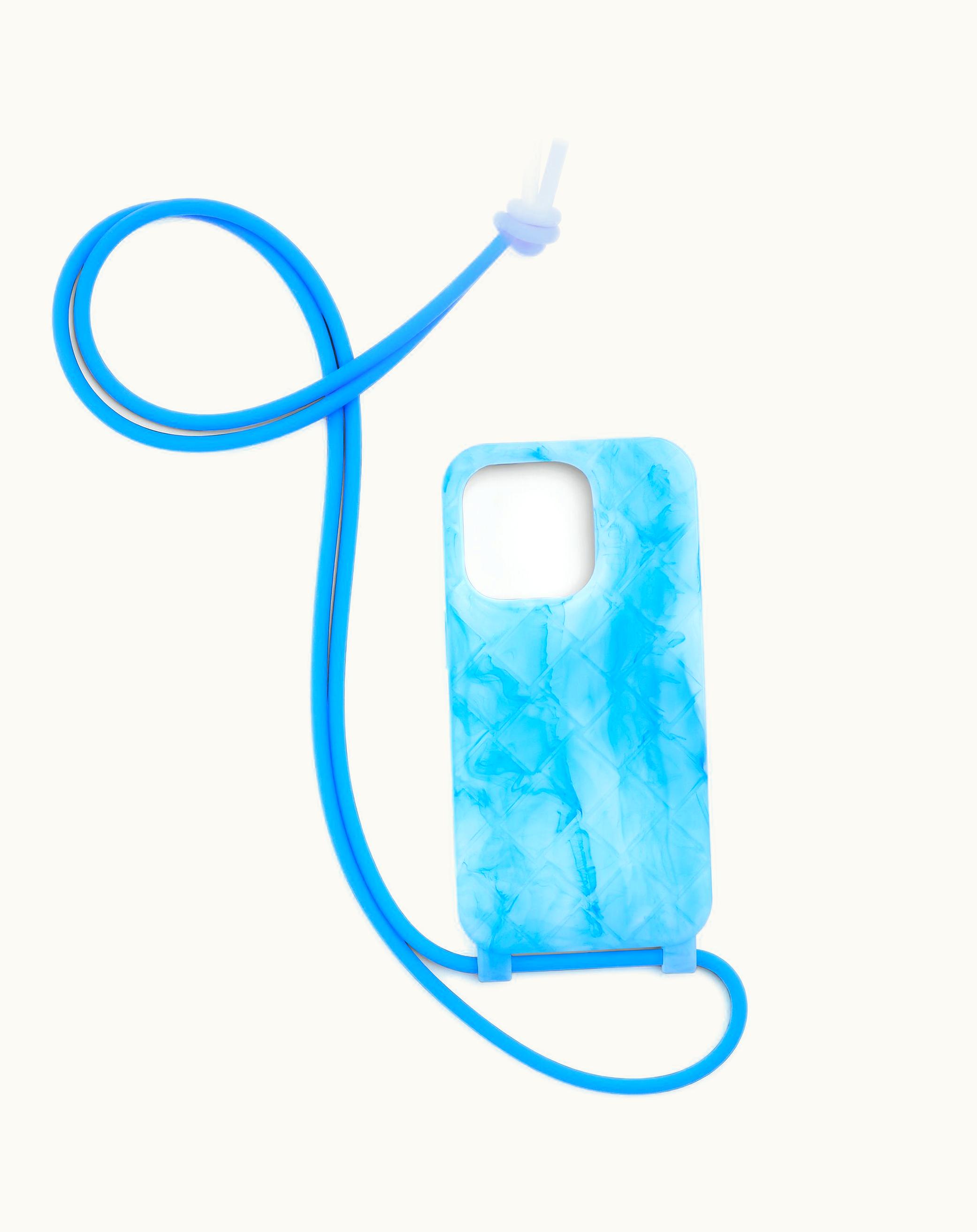 Bottega Veneta Bottega Veneta Men's Iphone 14 Pro Case On Strap In Blue Mash