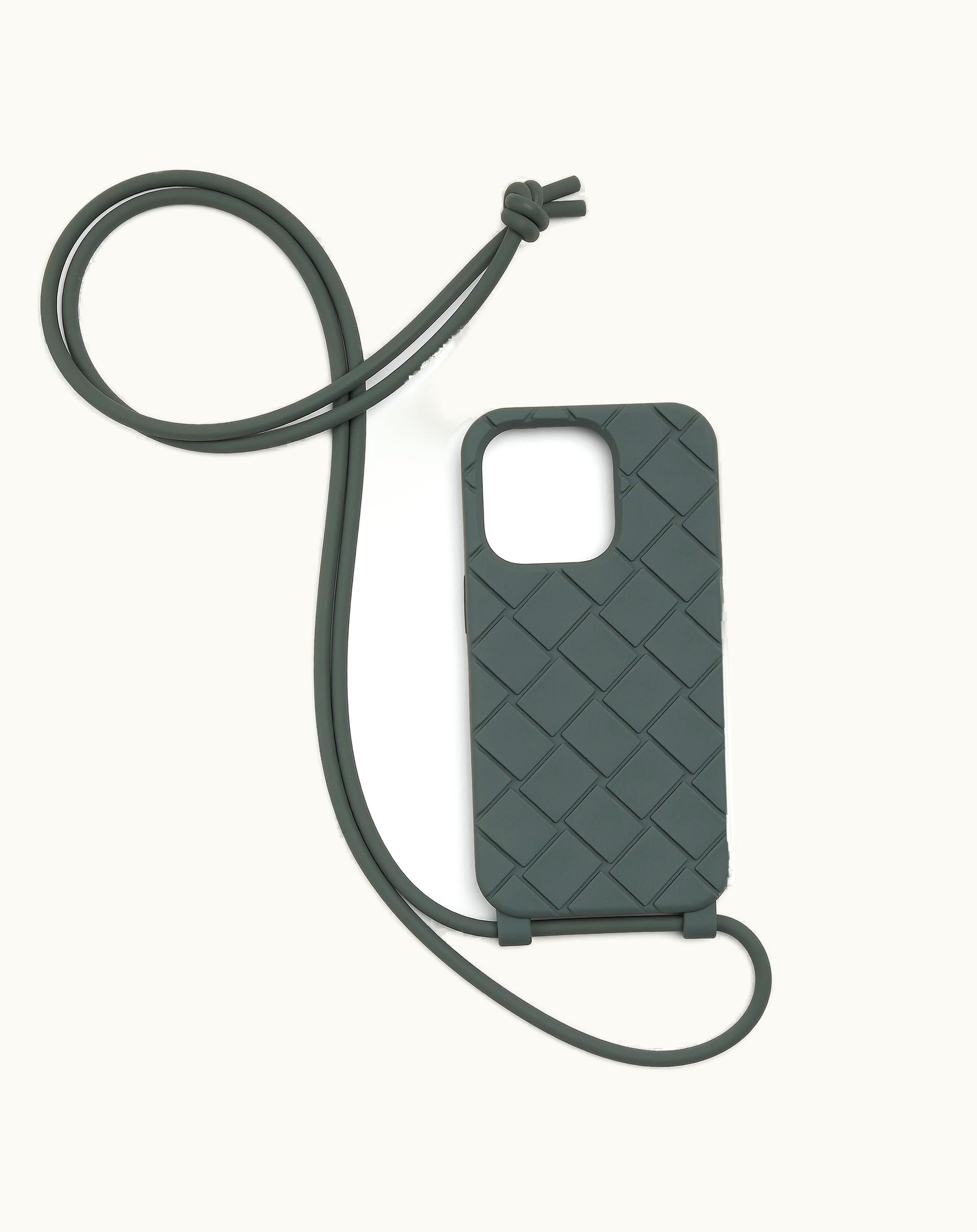 Bottega Veneta Bottega Veneta Men's Iphone 14 Pro Case On Strap In Slate