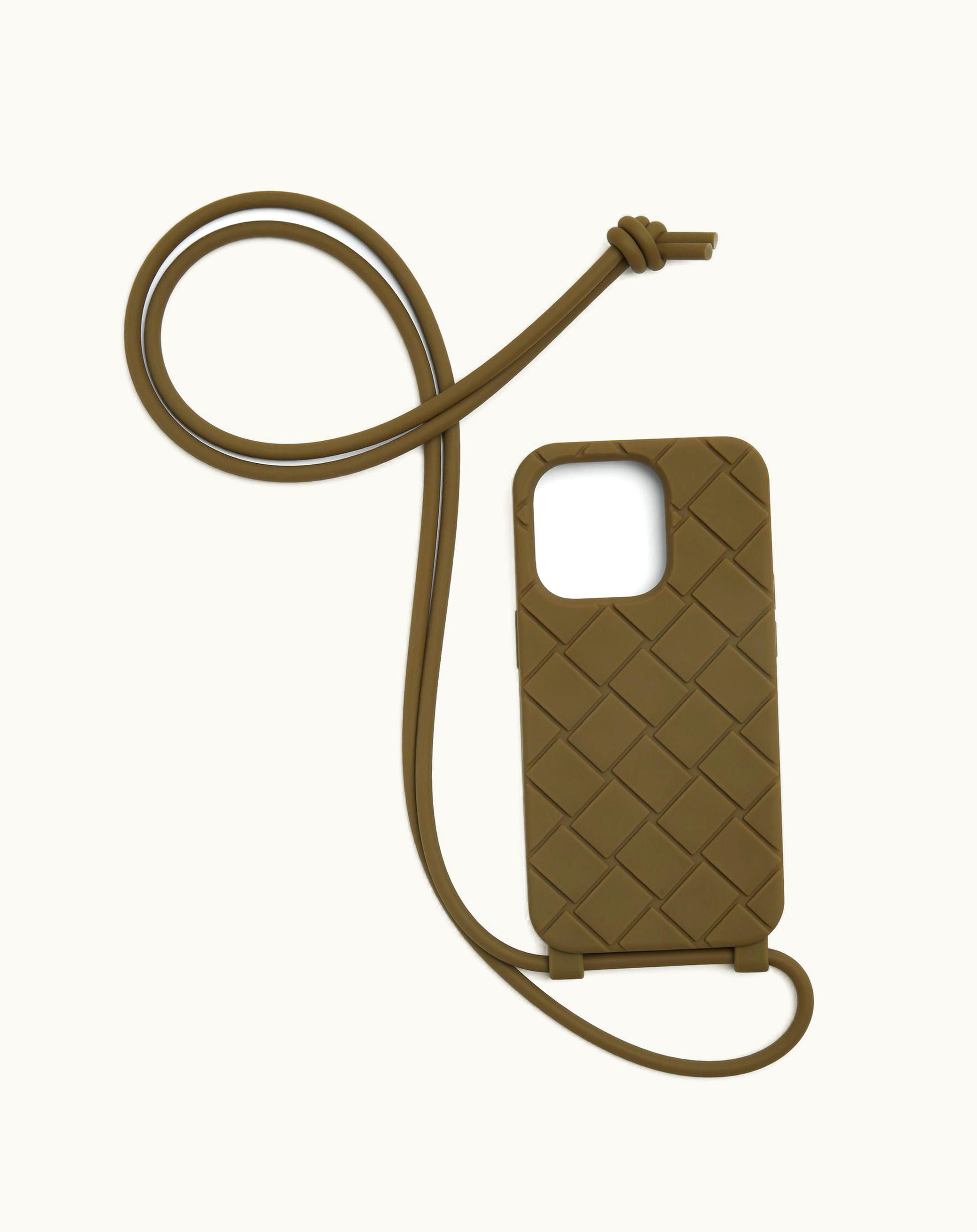 Bottega Veneta Bottega Veneta Men's Iphone 14 Pro Case On Strap In Mud