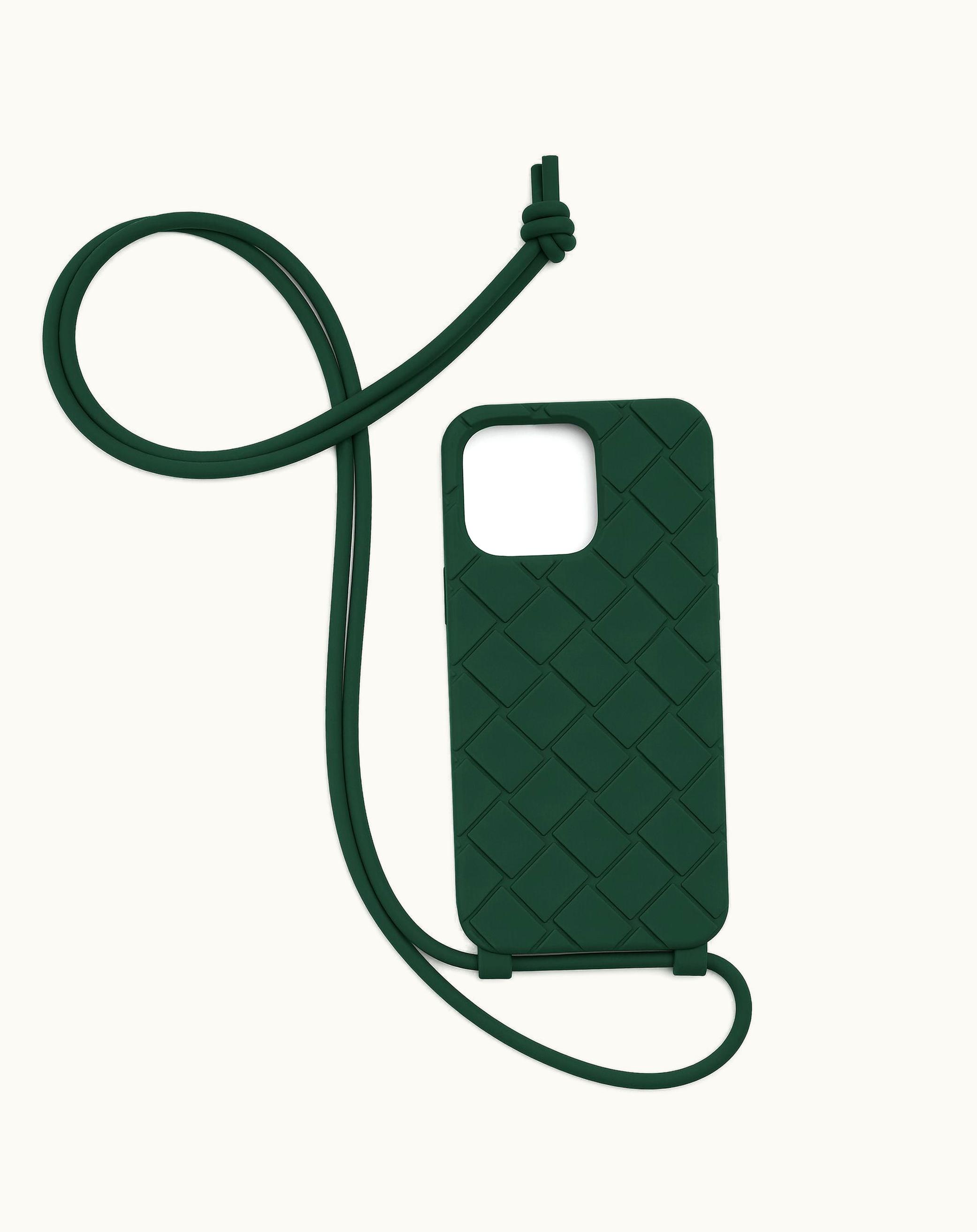 Bottega Veneta Bottega Veneta Men's Iphone 14 Pro Max Case On Strap In Emerald Green