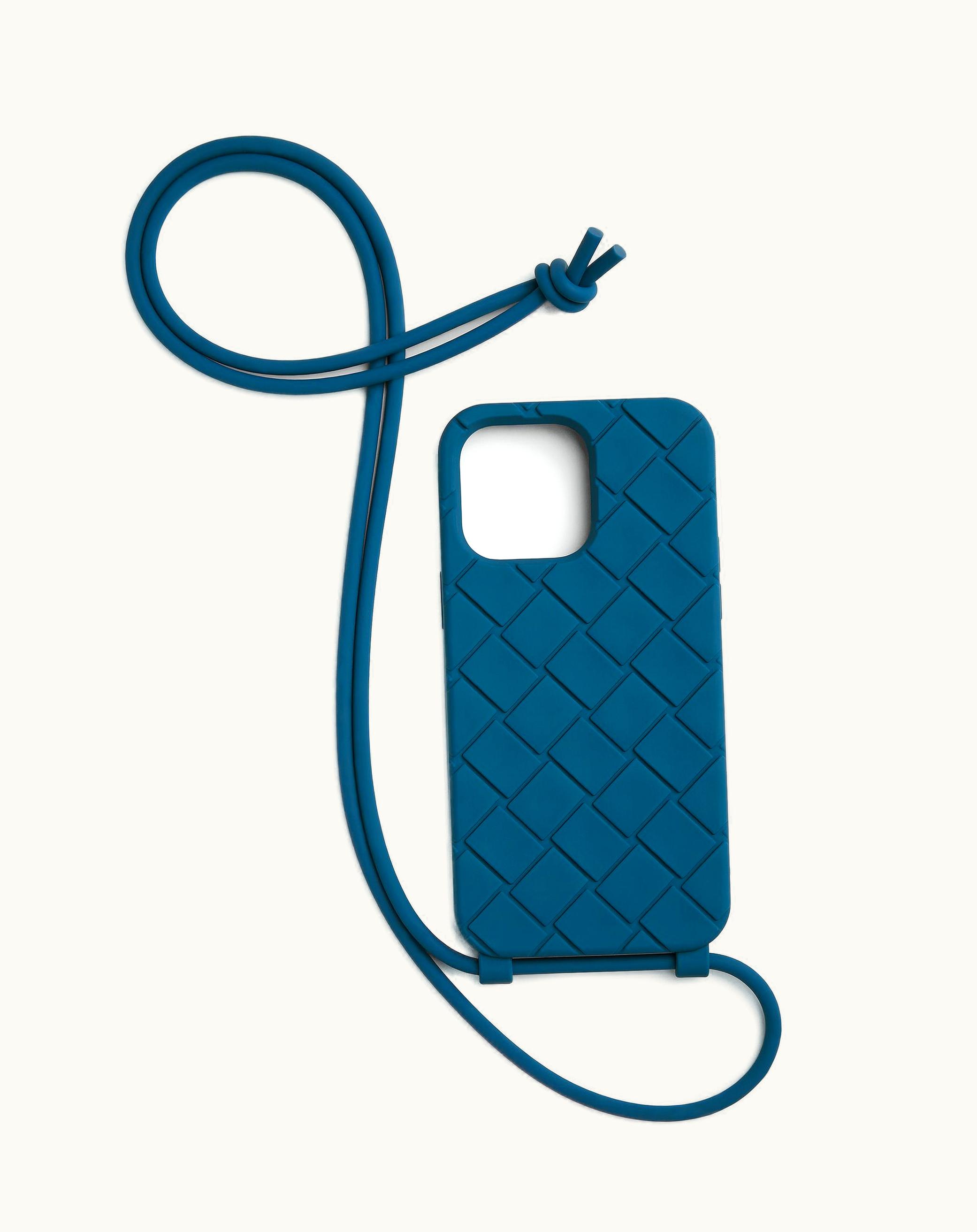 Bottega Veneta Bottega Veneta Men's Iphone 14 Pro Max Case On Strap In Deep Pacific