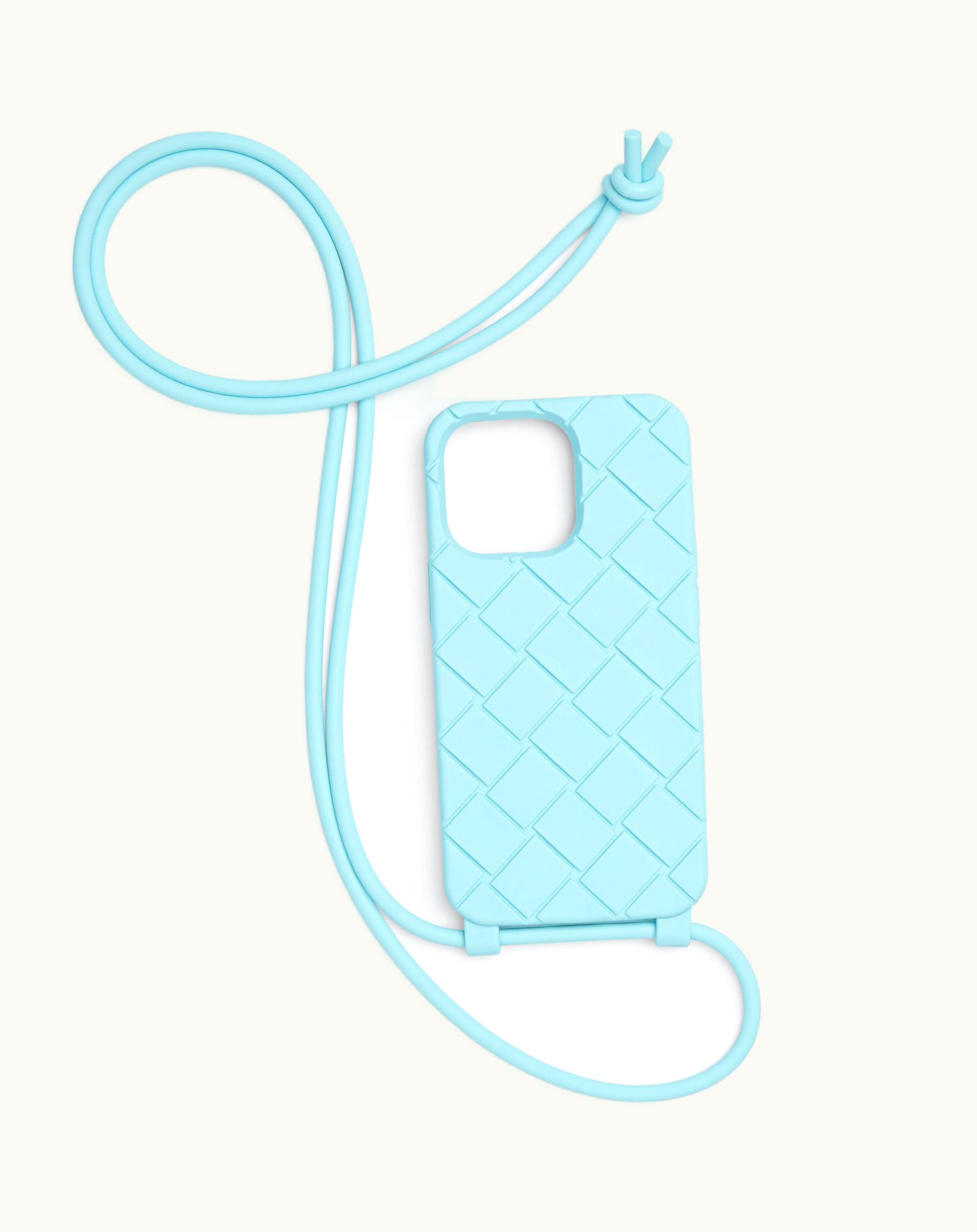 Bottega Veneta Bottega Veneta Men's Iphone 13 Pro Case On Strap In Pale Blue