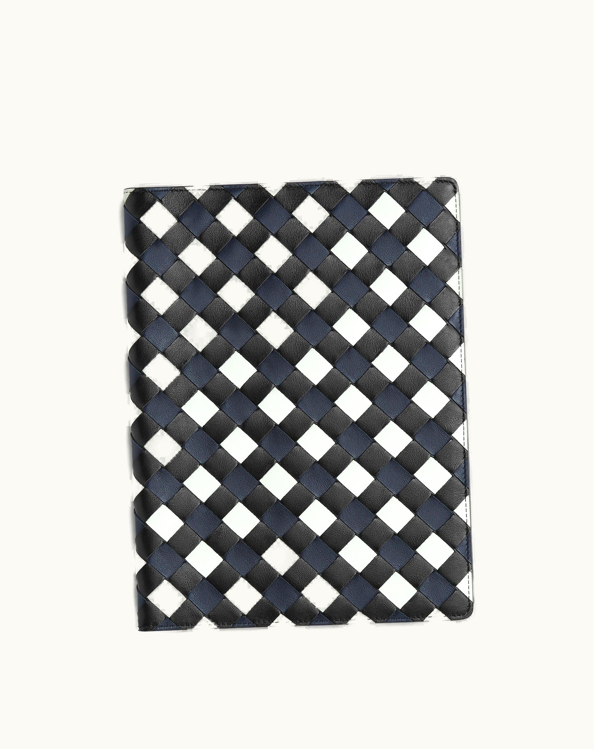 Bottega Veneta Bottega Veneta Large Intrecciato Notebook Cover In Black / Space / Glacier