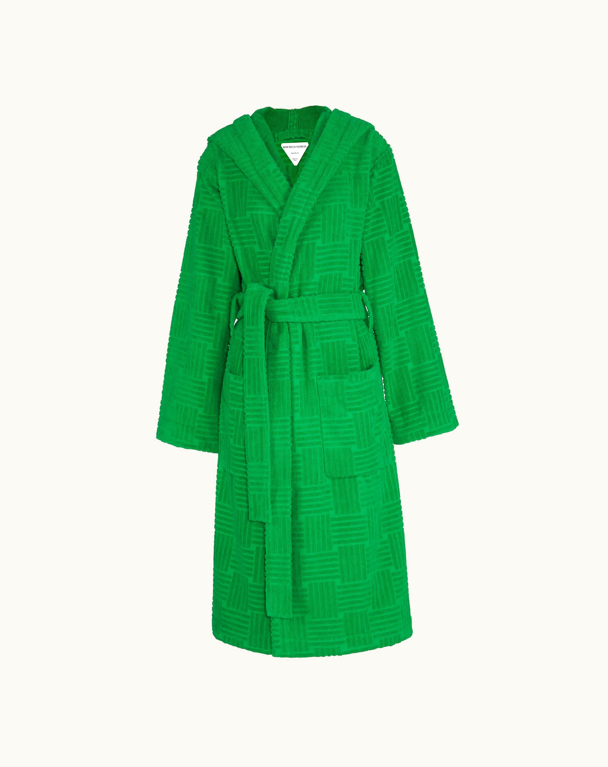 Bottega Veneta Bottega Veneta Women's Intreccio Pattern Cotton Bathrobe In Grass