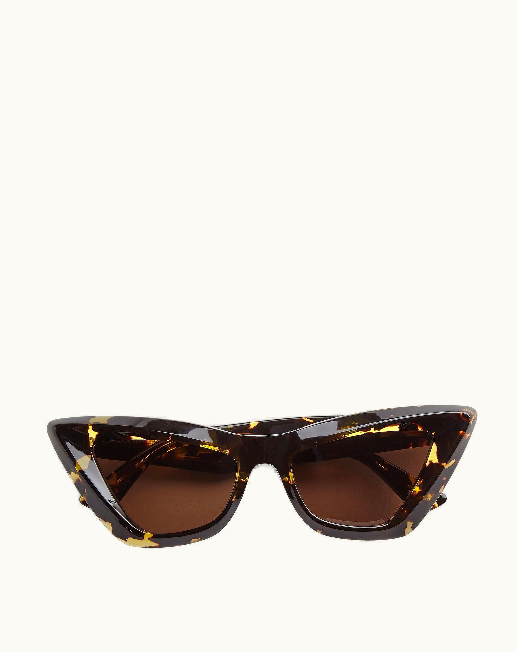 Bottega Veneta Bottega Veneta Women's Angle Acetate Pointed Cat Eye Sunglasses In Havana / Brown