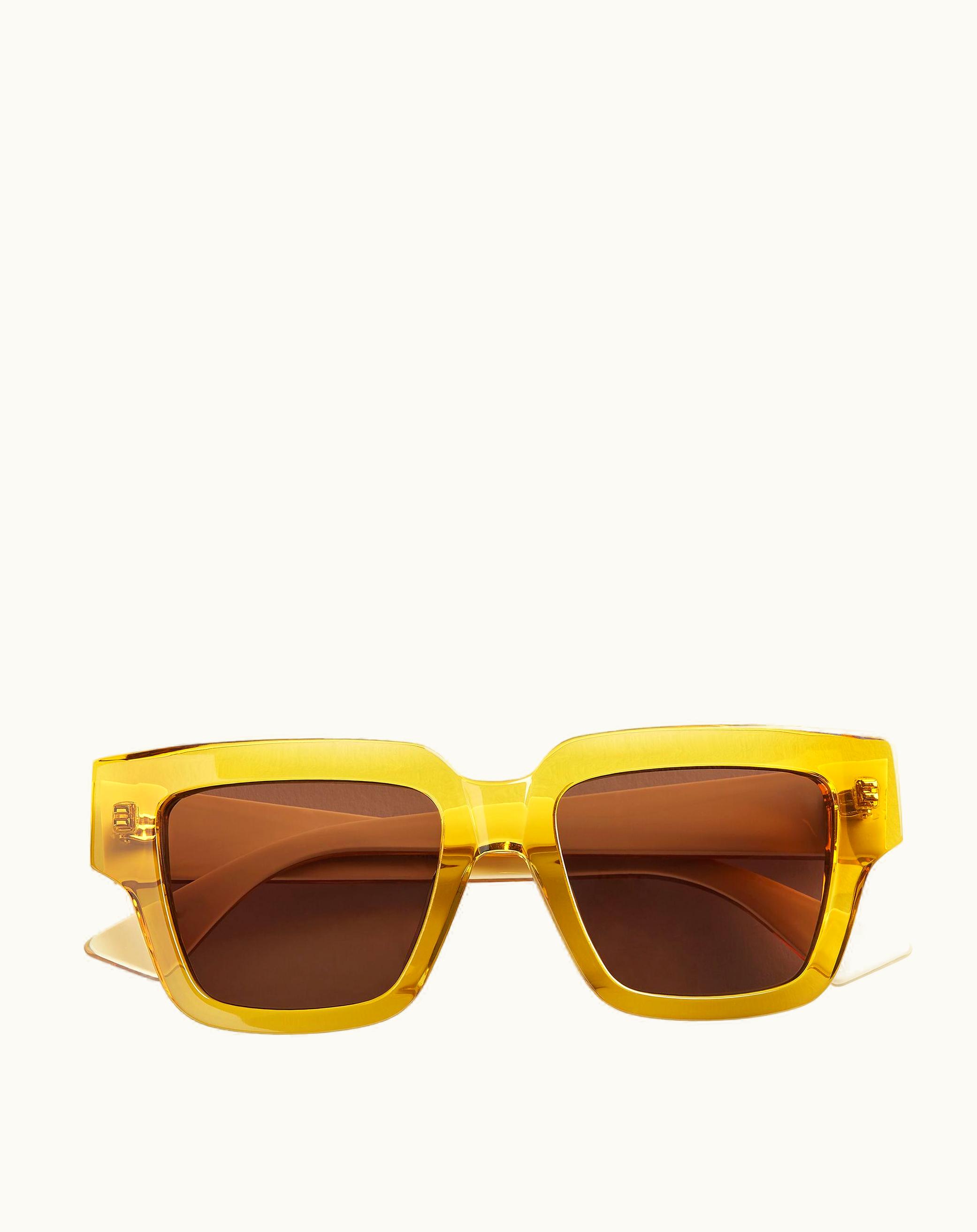 Bottega Veneta Bottega Veneta Women's Tri-Fold Square Sunglasses In Yellow / Brown