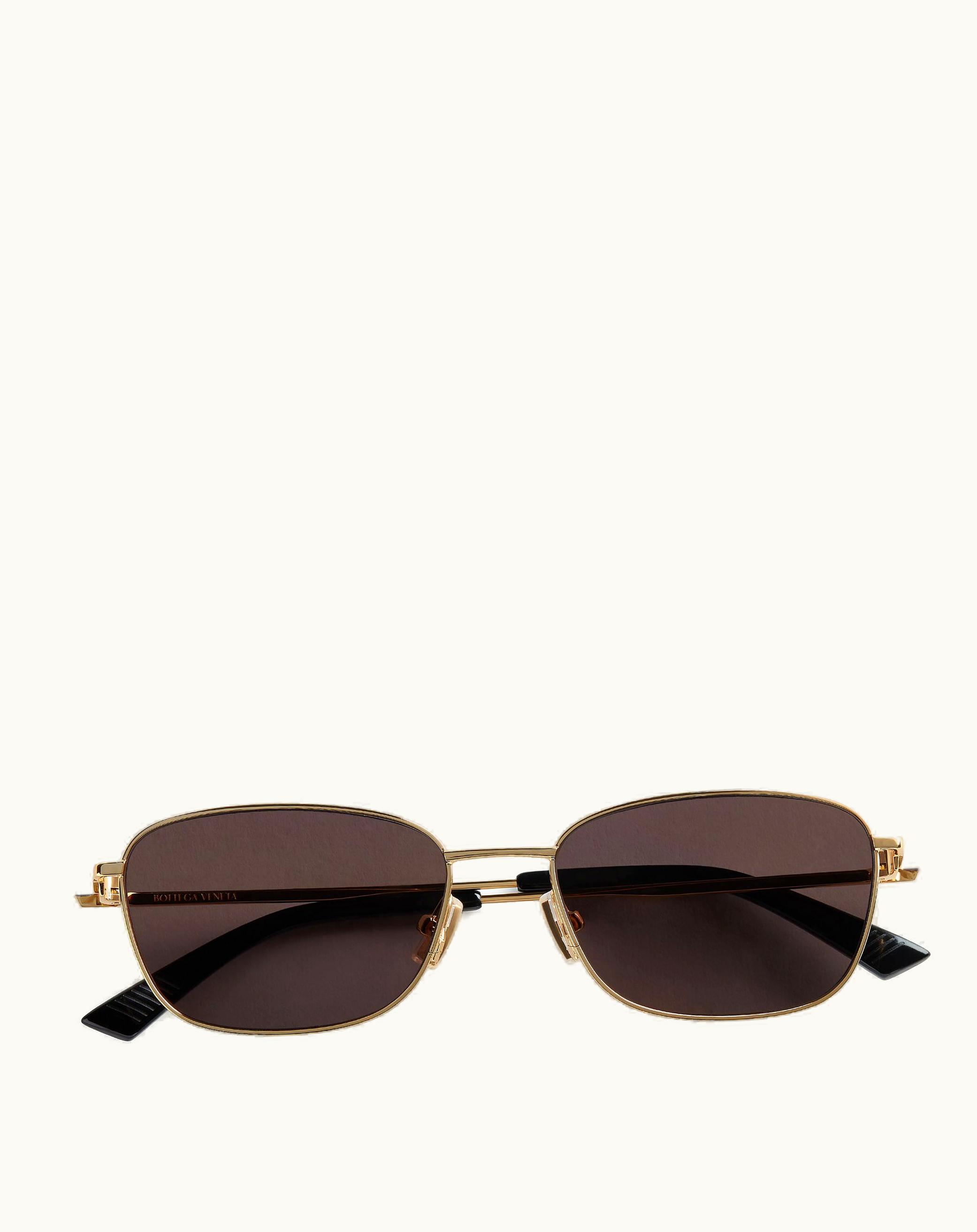 Bottega Veneta Bottega Veneta Split Rectangular Sunglasses In Gold / Grey