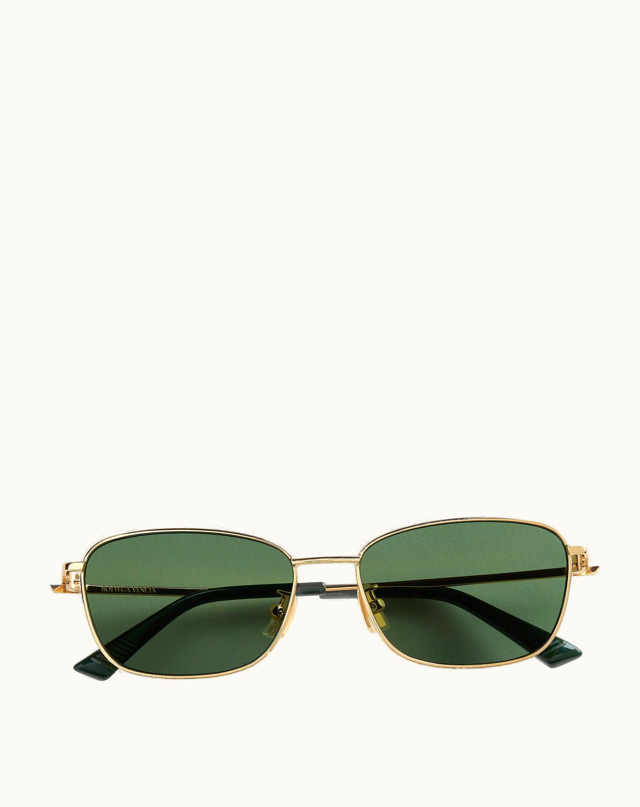 Bottega Veneta Bottega Veneta Split Rectangular Sunglasses In Gold / Green