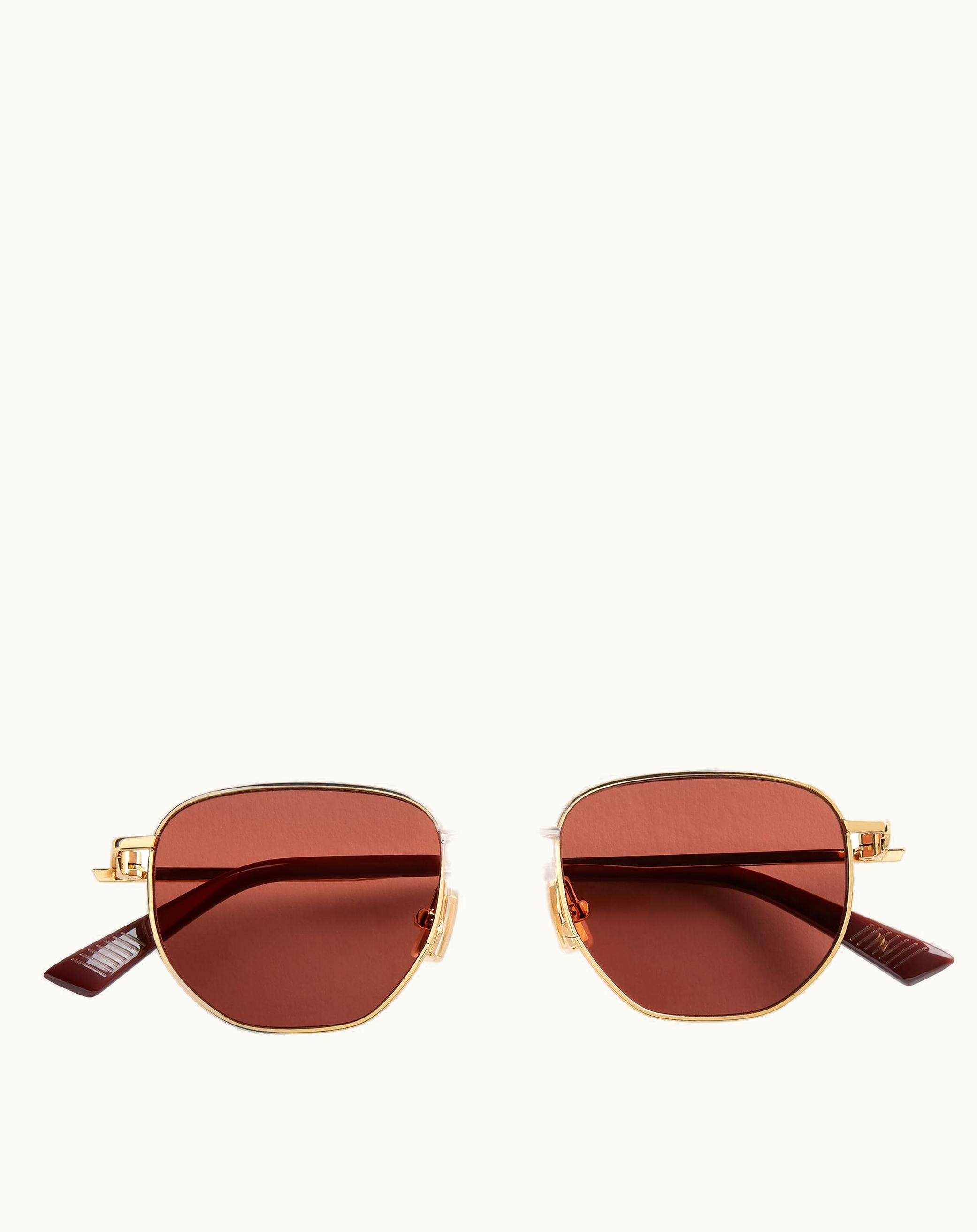 Bottega Veneta Bottega Veneta Split Panthos Sunglasses In Gold / Brown