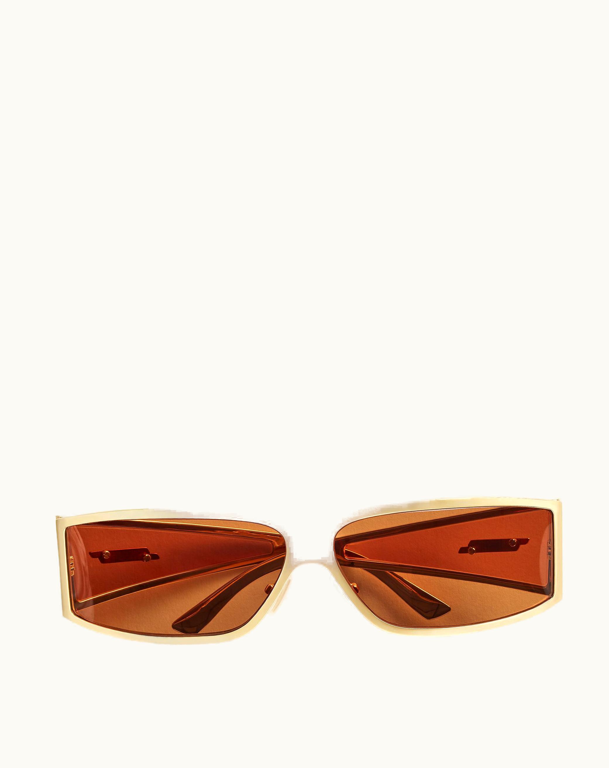 Bottega Veneta Bottega Veneta Bangle Wraparound Sunglasses In Gold / Orange