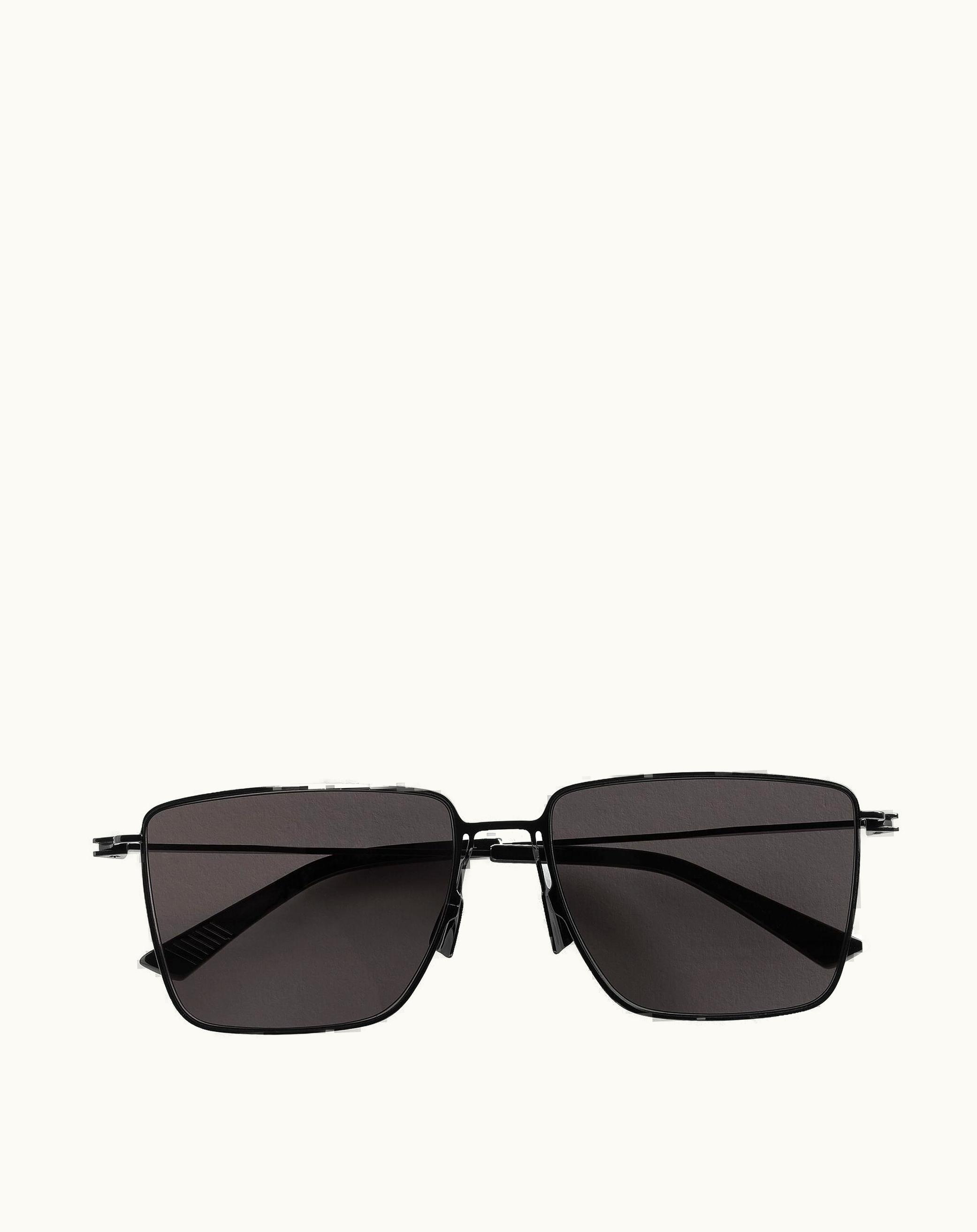 Bottega Veneta Bottega Veneta Men's Ultrathin Metal Rectangular Sunglasses In Black / Grey