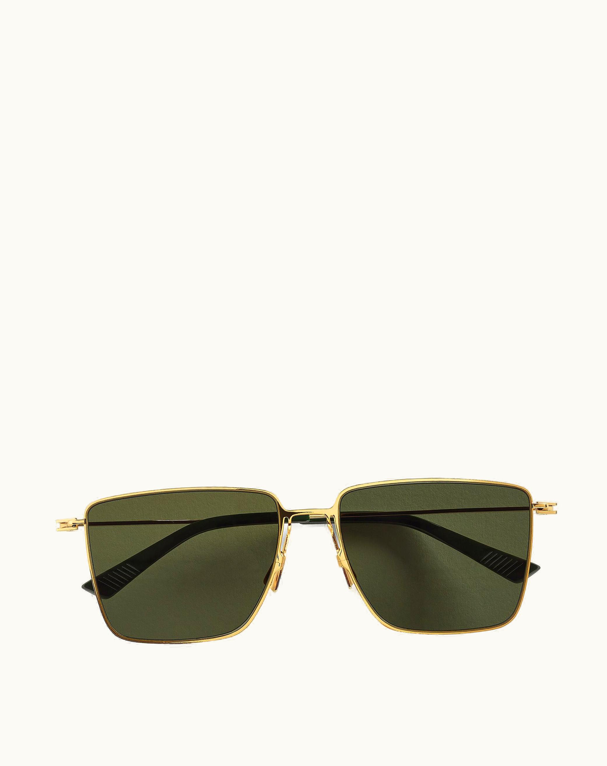 Bottega Veneta Bottega Veneta Men's Ultrathin Metal Rectangular Sunglasses In Gold / Green