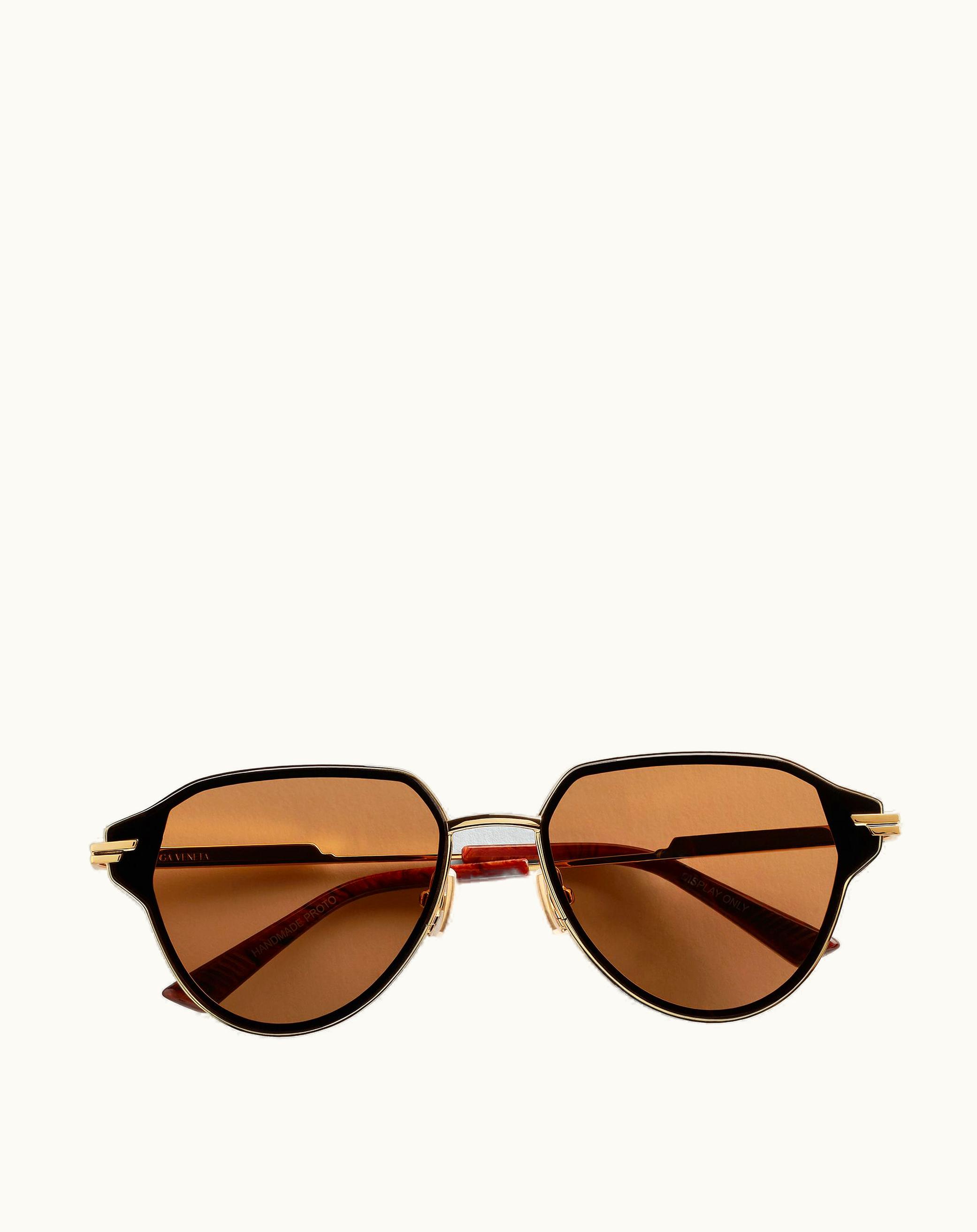 Bottega Veneta Bottega Veneta Glaze Metal Aviator Sunglasses In Gold / Brown