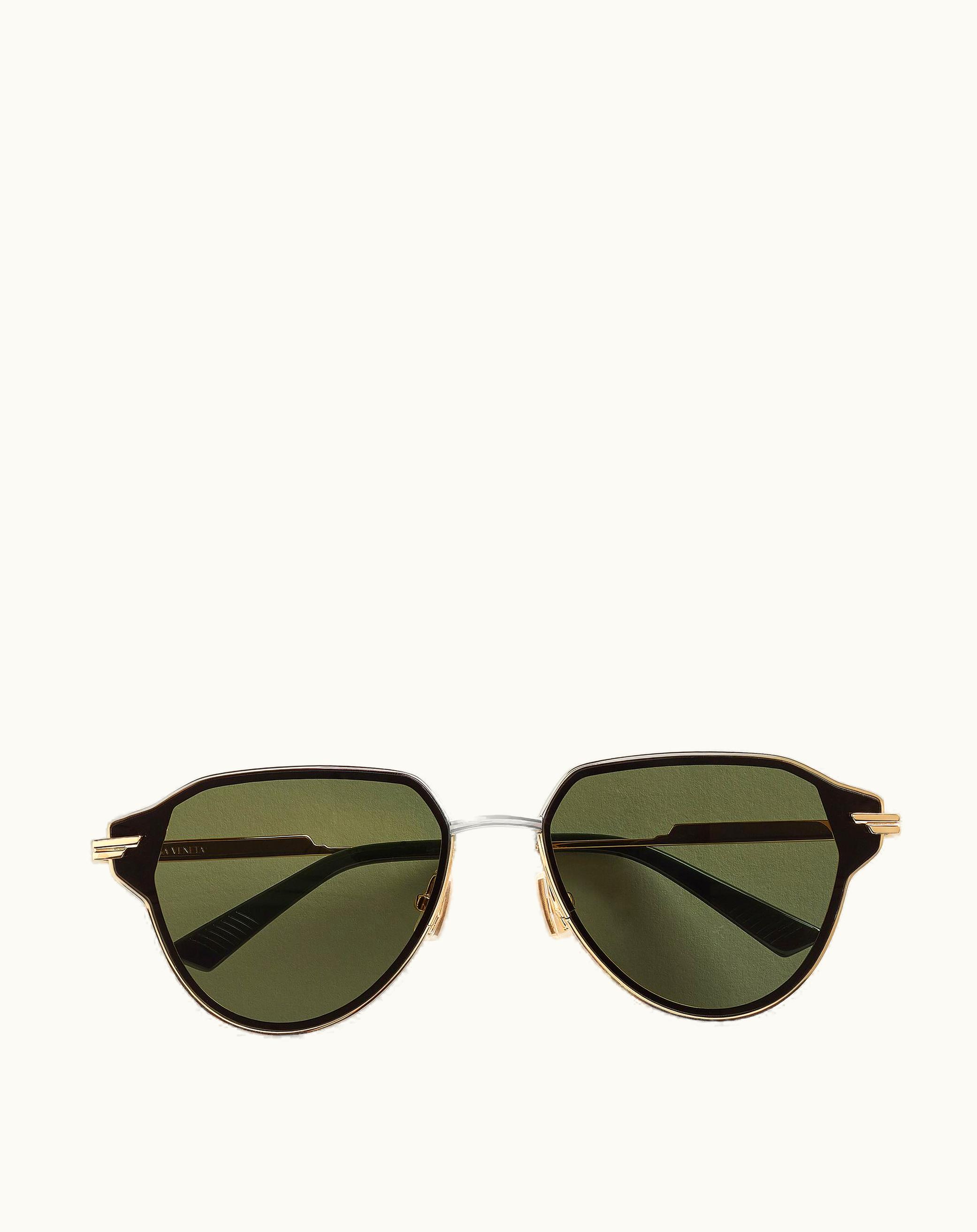 Bottega Veneta Bottega Veneta Glaze Metal Aviator Sunglasses In Gold / Green