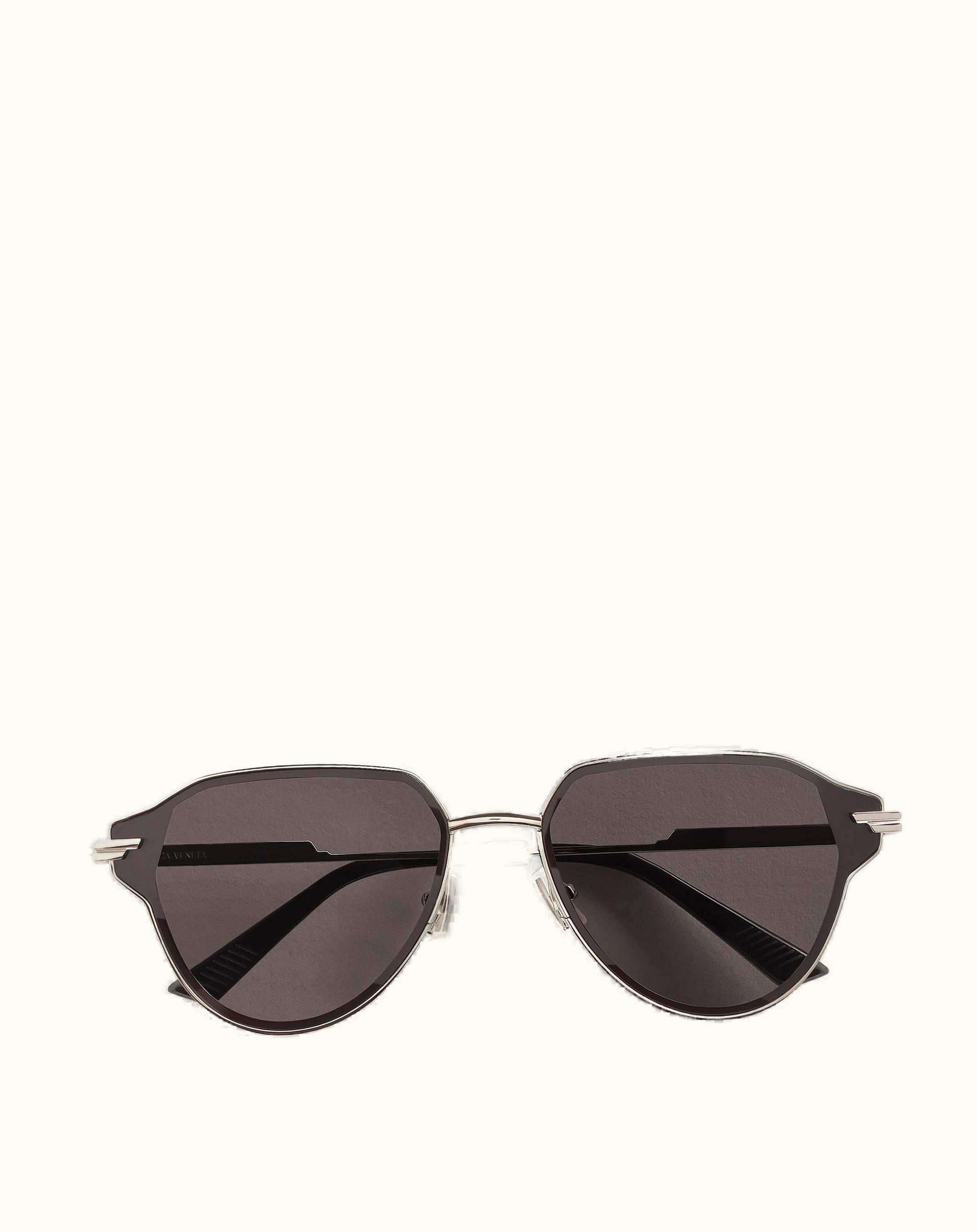 Bottega Veneta Bottega Veneta Glaze Metal Aviator Sunglasses In Silver / Grey