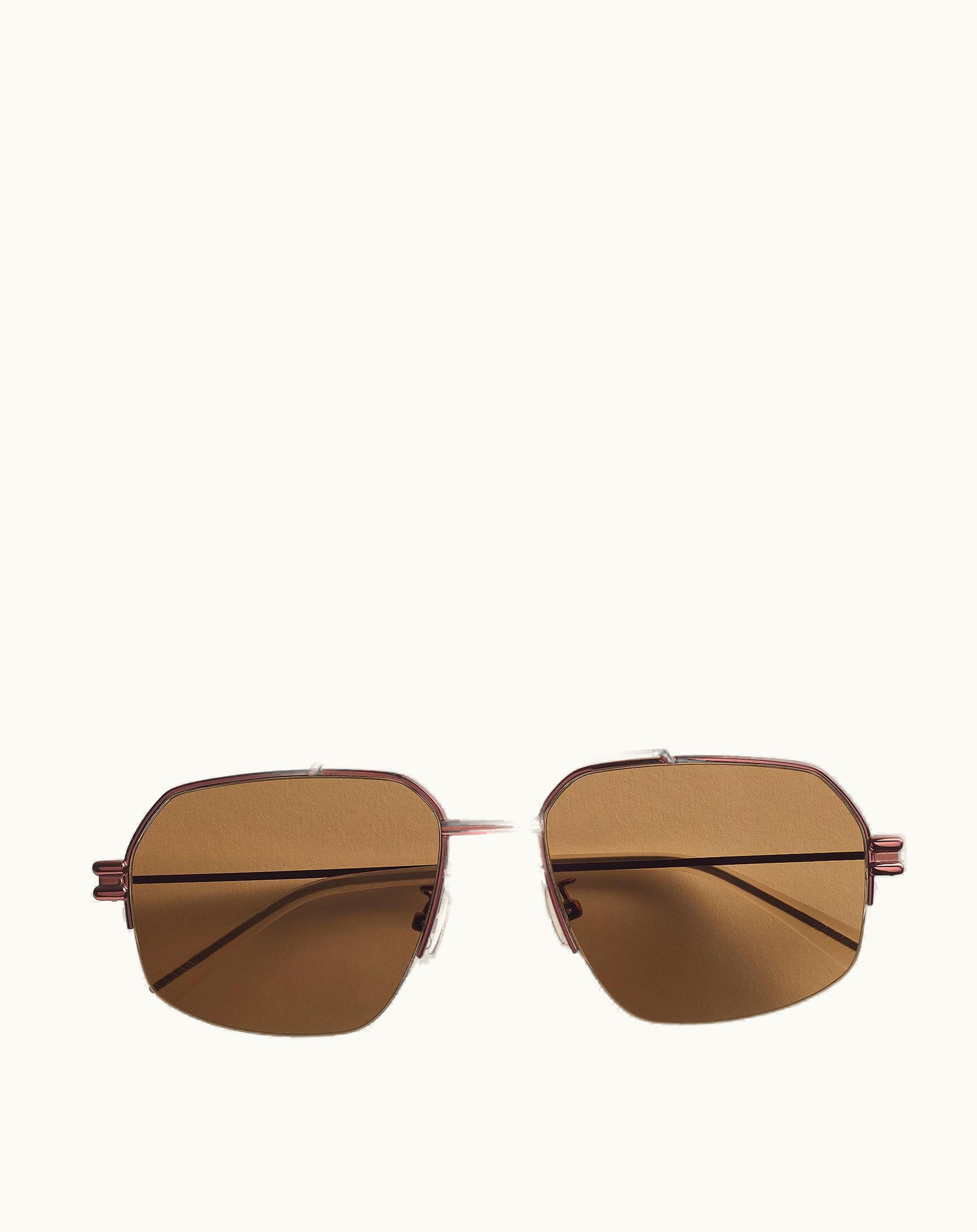 Bottega Veneta Bottega Veneta Bond Metal Half-Rim Aviator Sunglasses In Brown