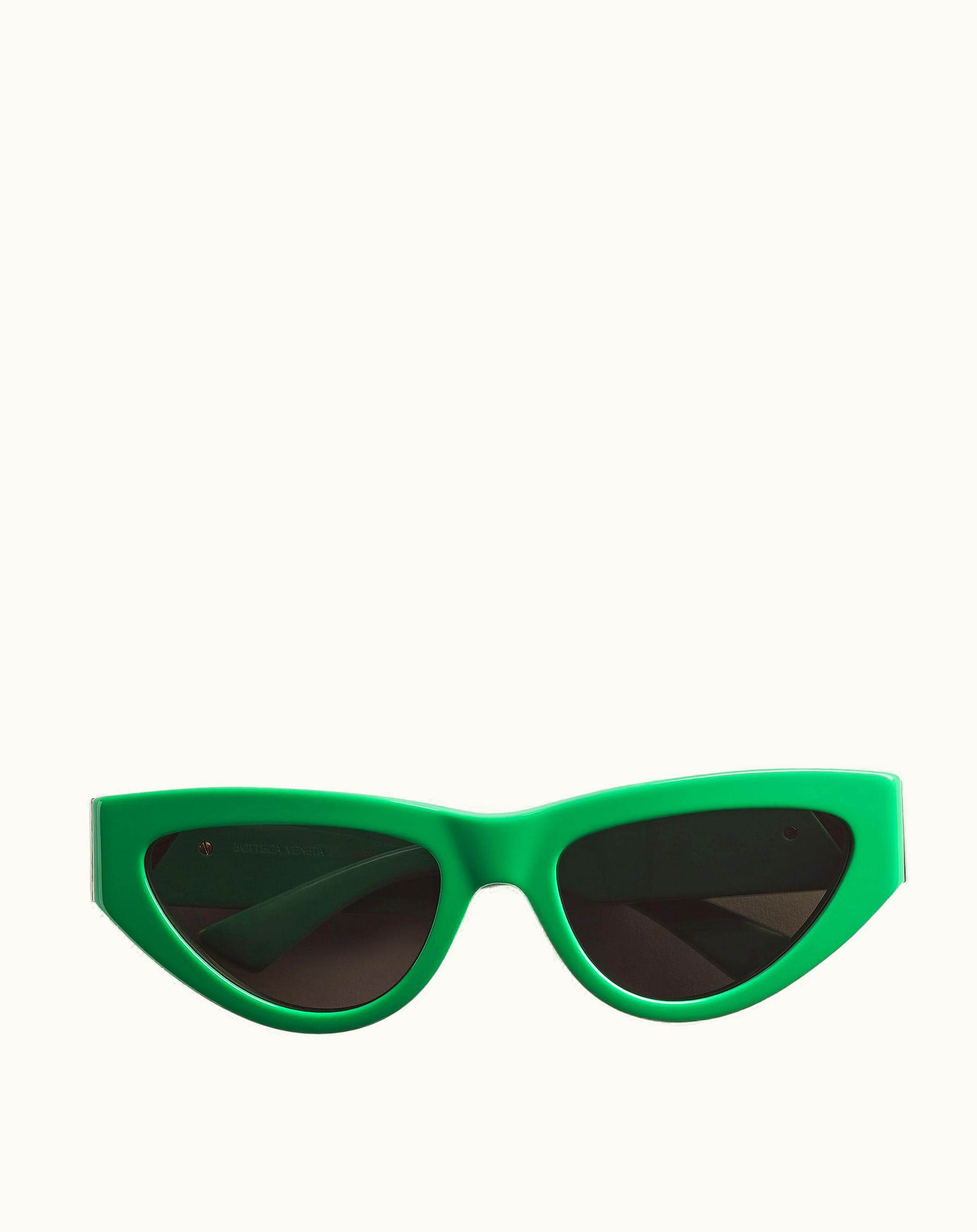 Bottega Veneta Bottega Veneta Women's Angle Acetate Cat-Eye Sunglasses In Green / Grey