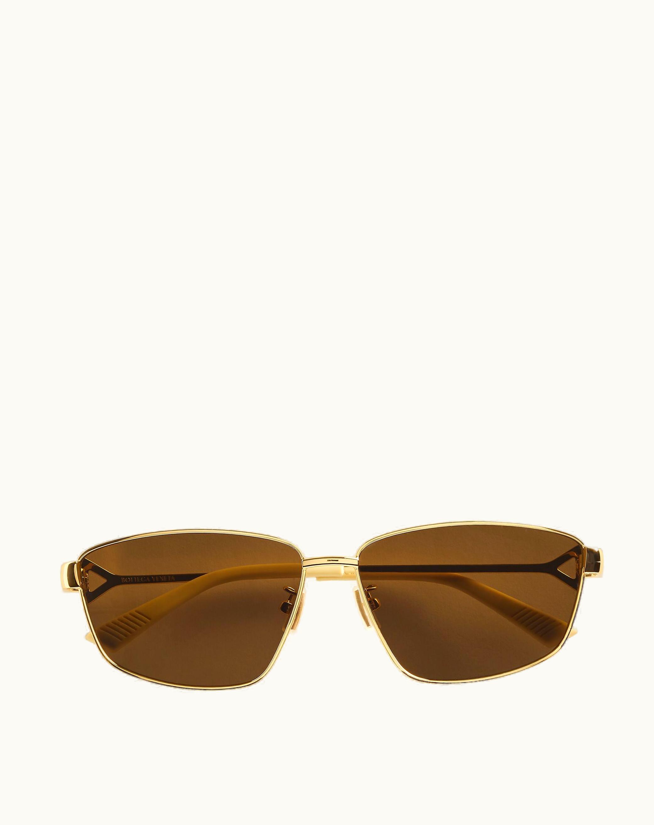 Bottega Veneta Bottega Veneta Turn Square Sunglasses In Gold / Brown