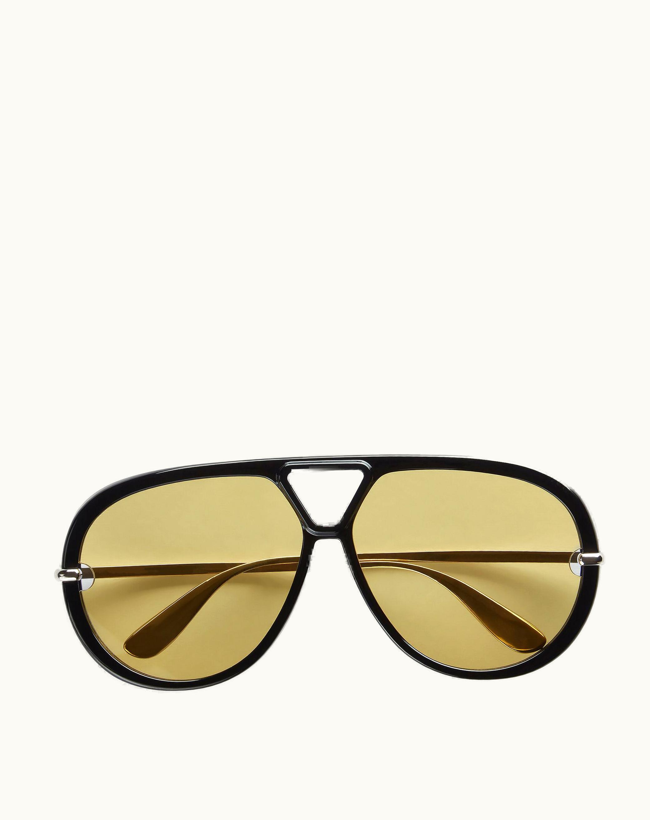 Bottega Veneta Bottega Veneta Classic Aviator Sunglasses In Black / Yellow
