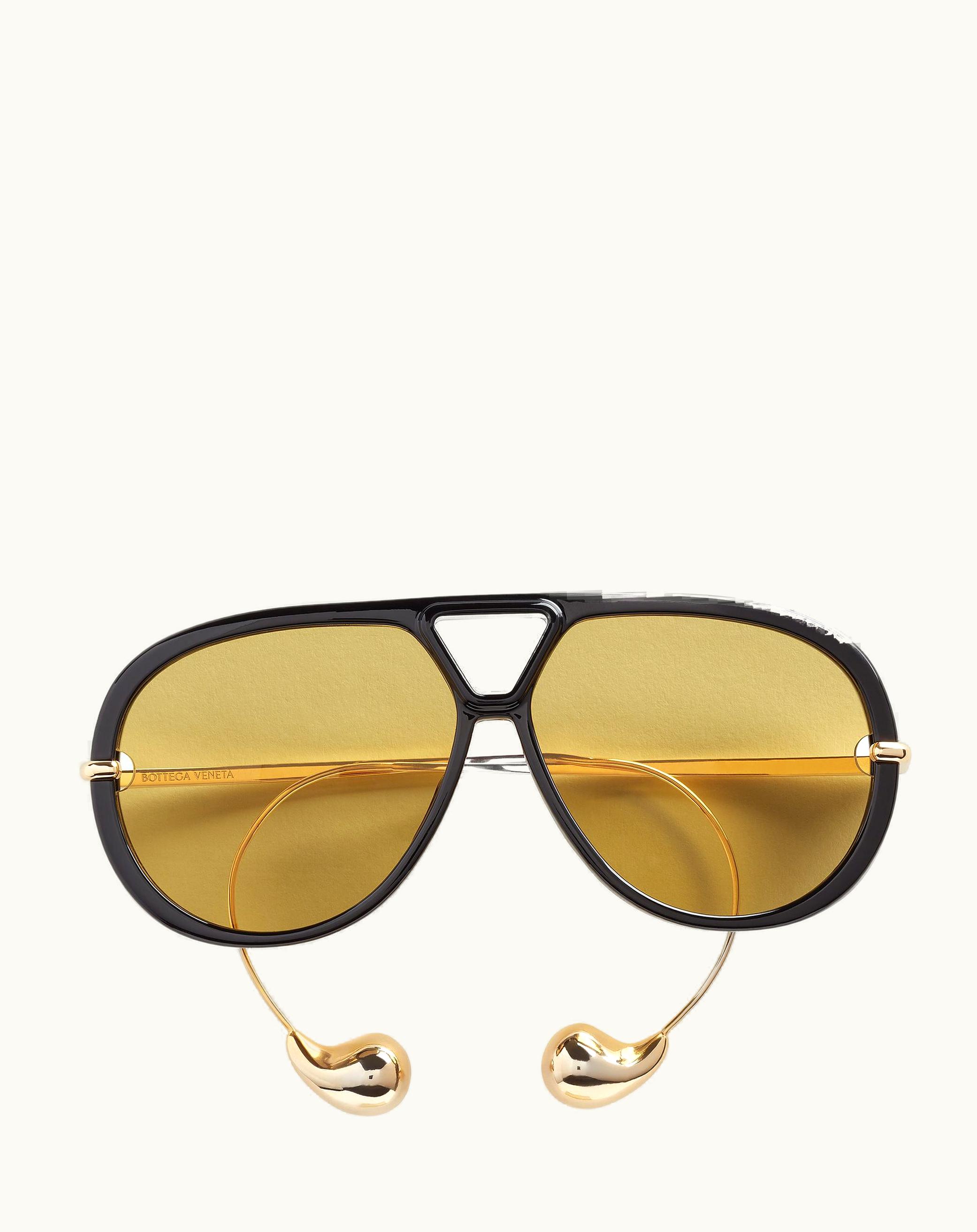 Bottega Veneta Bottega Veneta Drop Aviator Sunglasses In Black / Yellow