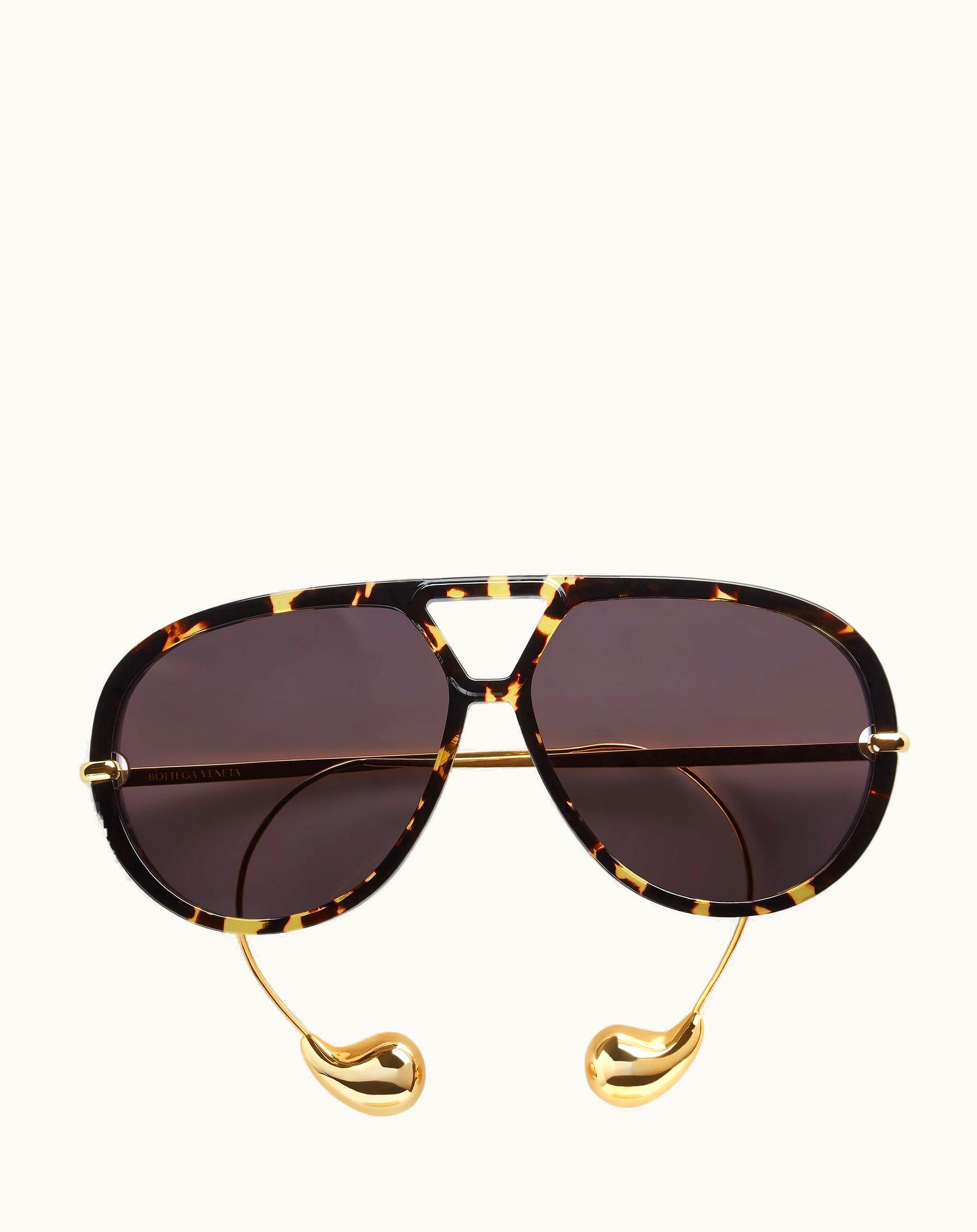Bottega Veneta Bottega Veneta Drop Aviator Sunglasses In Havana / Grey
