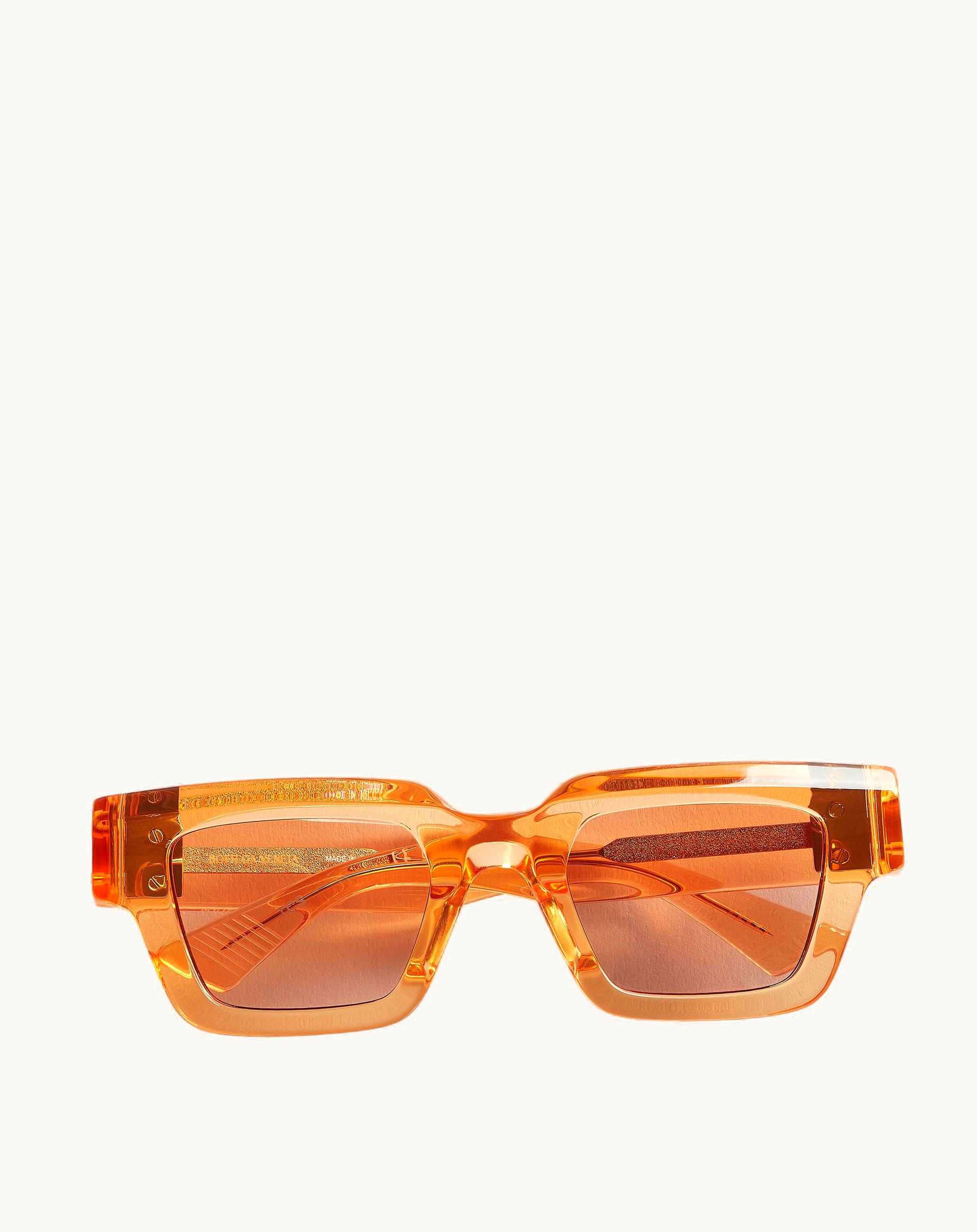 Bottega Veneta Bottega Veneta Hinge Acetate Square Sunglasses In Orange / Brown
