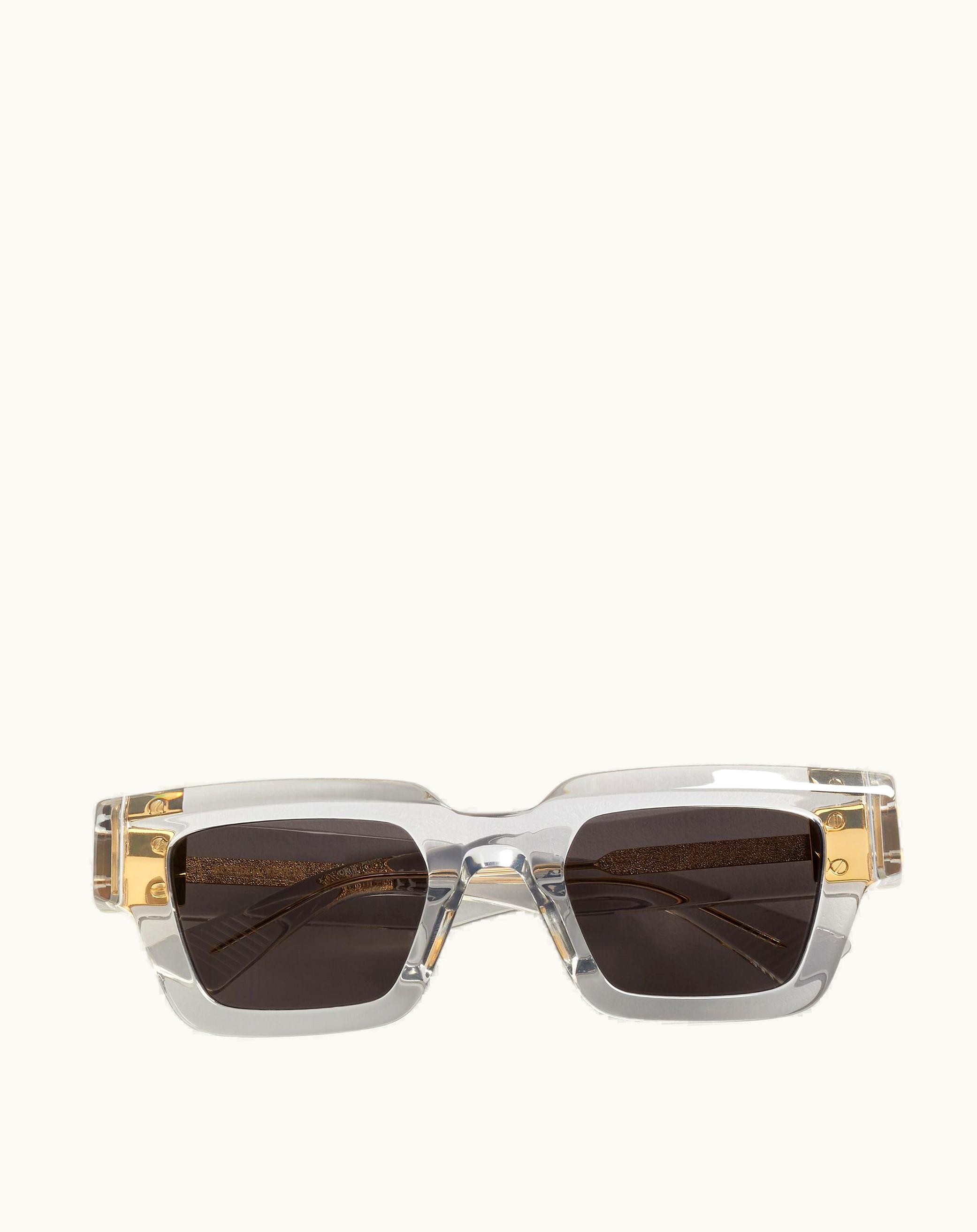 Bottega Veneta Bottega Veneta Hinge Acetate Square Sunglasses In Crystal / Grey
