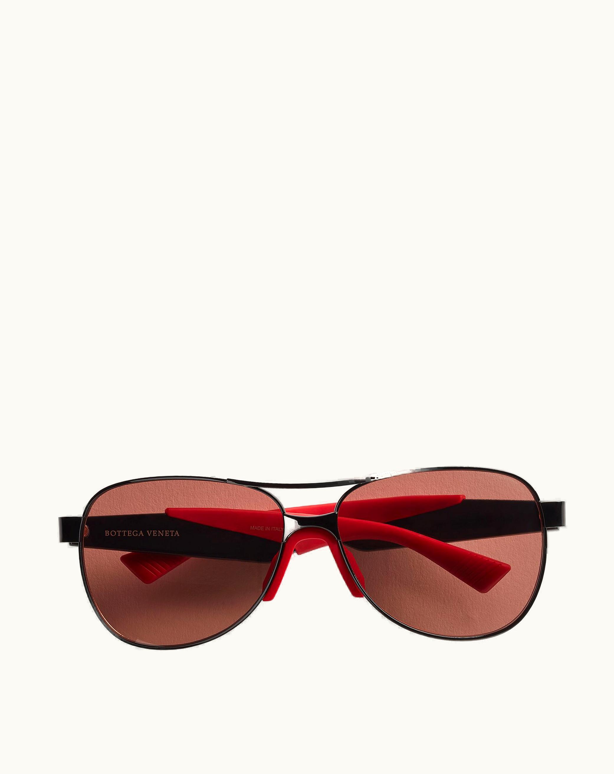 Bottega Veneta Bottega Veneta Mitre Metal Aviator Sunglasses In Black / Red