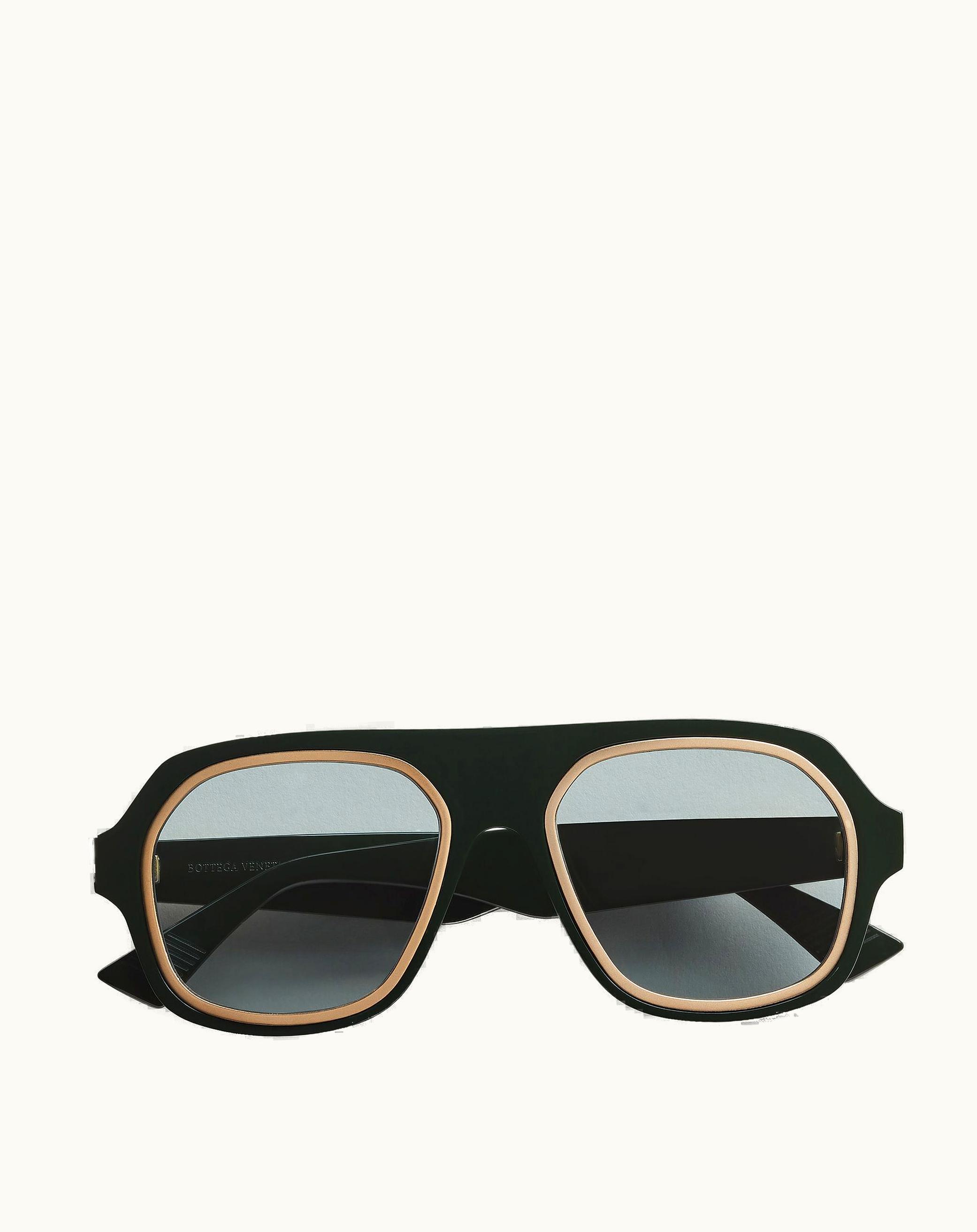 Bottega Veneta Bottega Veneta Men's Rim Aviator Sunglasses In Green / Green