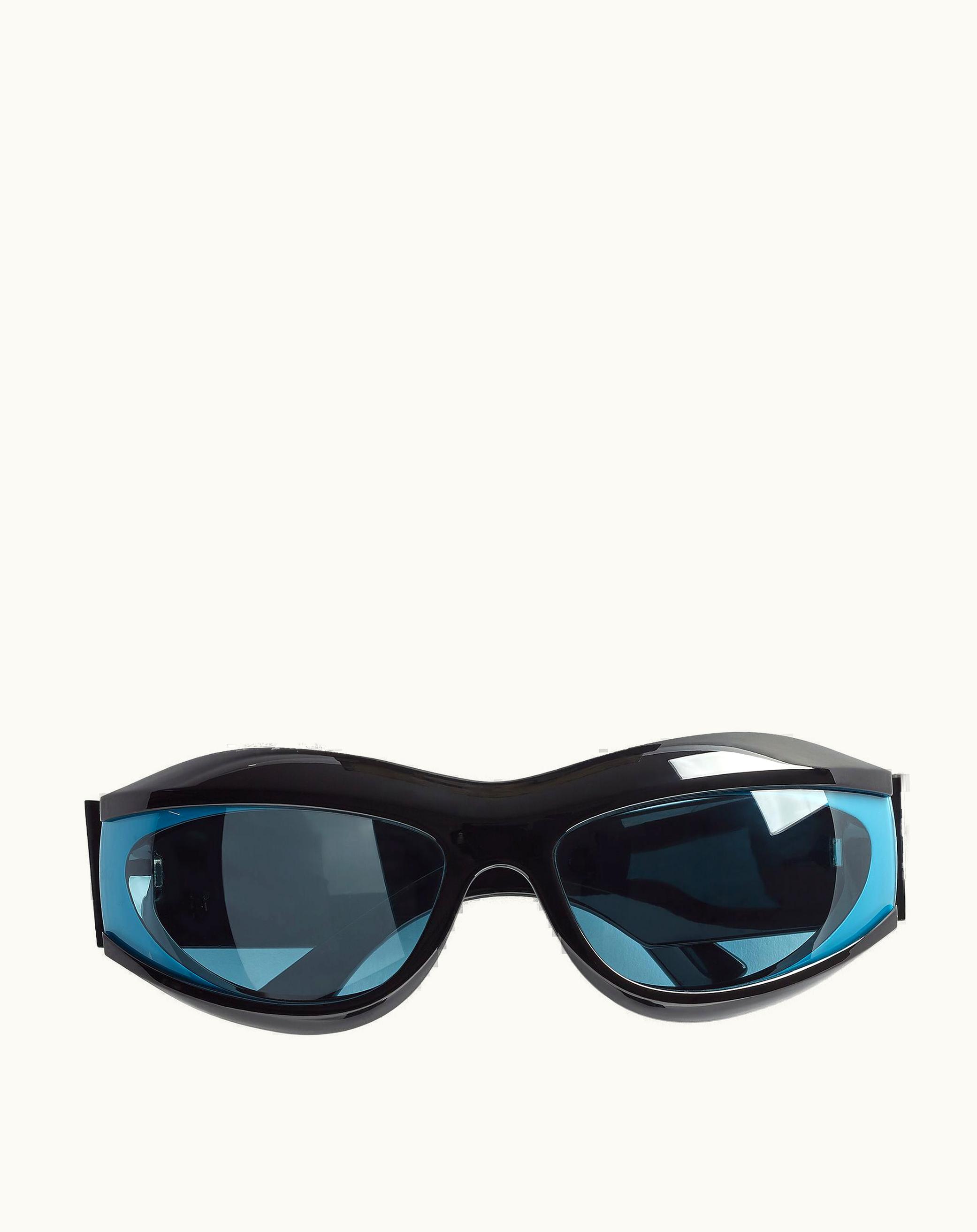 Bottega Veneta Bottega Veneta Cangi Wraparound Injected Acetate Sunglasses In Black / Blue