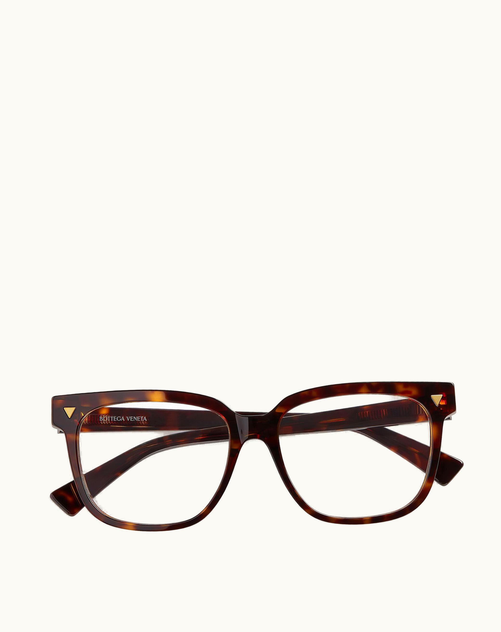 Bottega Veneta Bottega Veneta Women's Soft Recycled Acetate Square Eyeglasses In Havana / Transparent