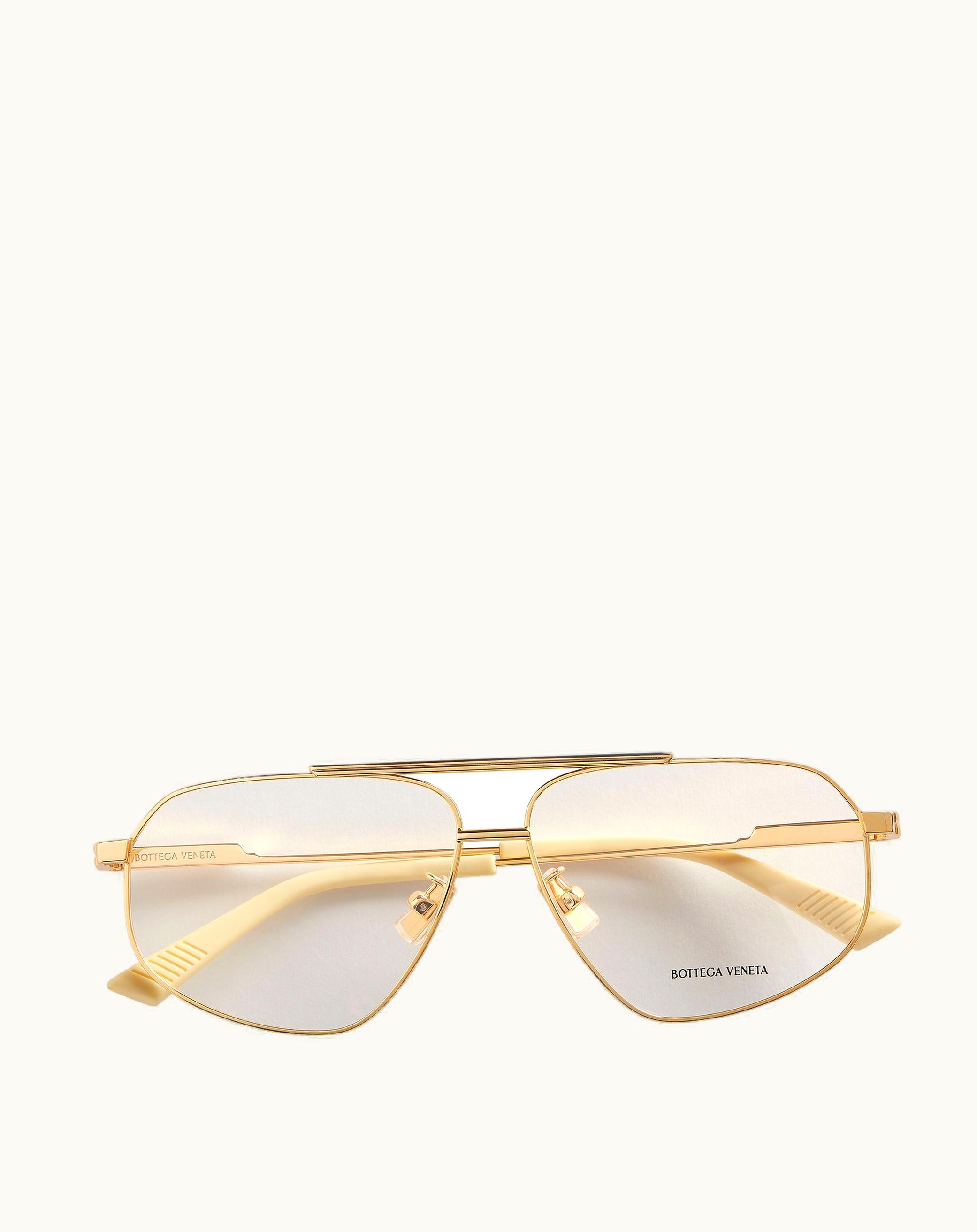 Bottega Veneta Bottega Veneta Classic Metal Aviator Eyeglasses In Gold / Transparent
