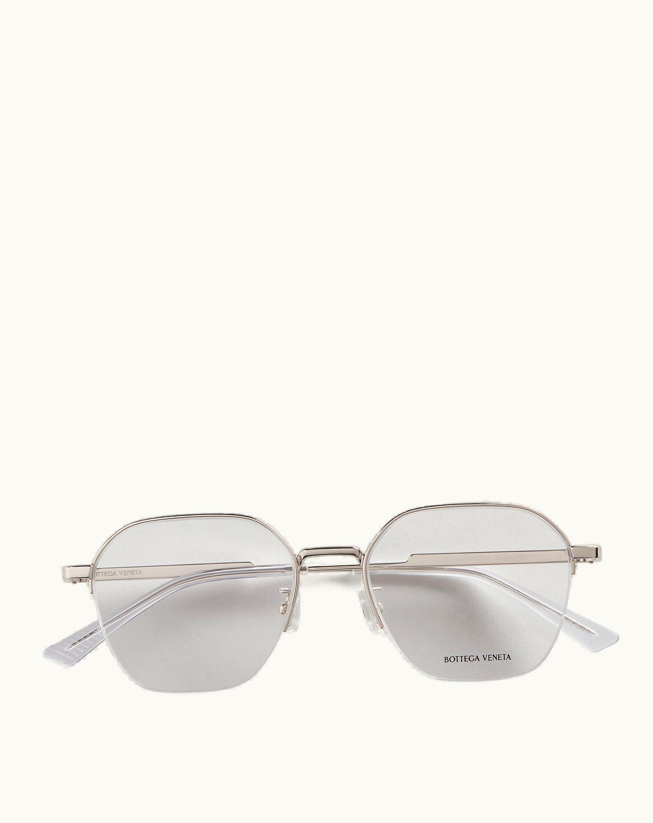Bottega Veneta Bottega Veneta Men's Classic Metal Semi Rimless Panthos Eyeglasses In Silver / Transparent