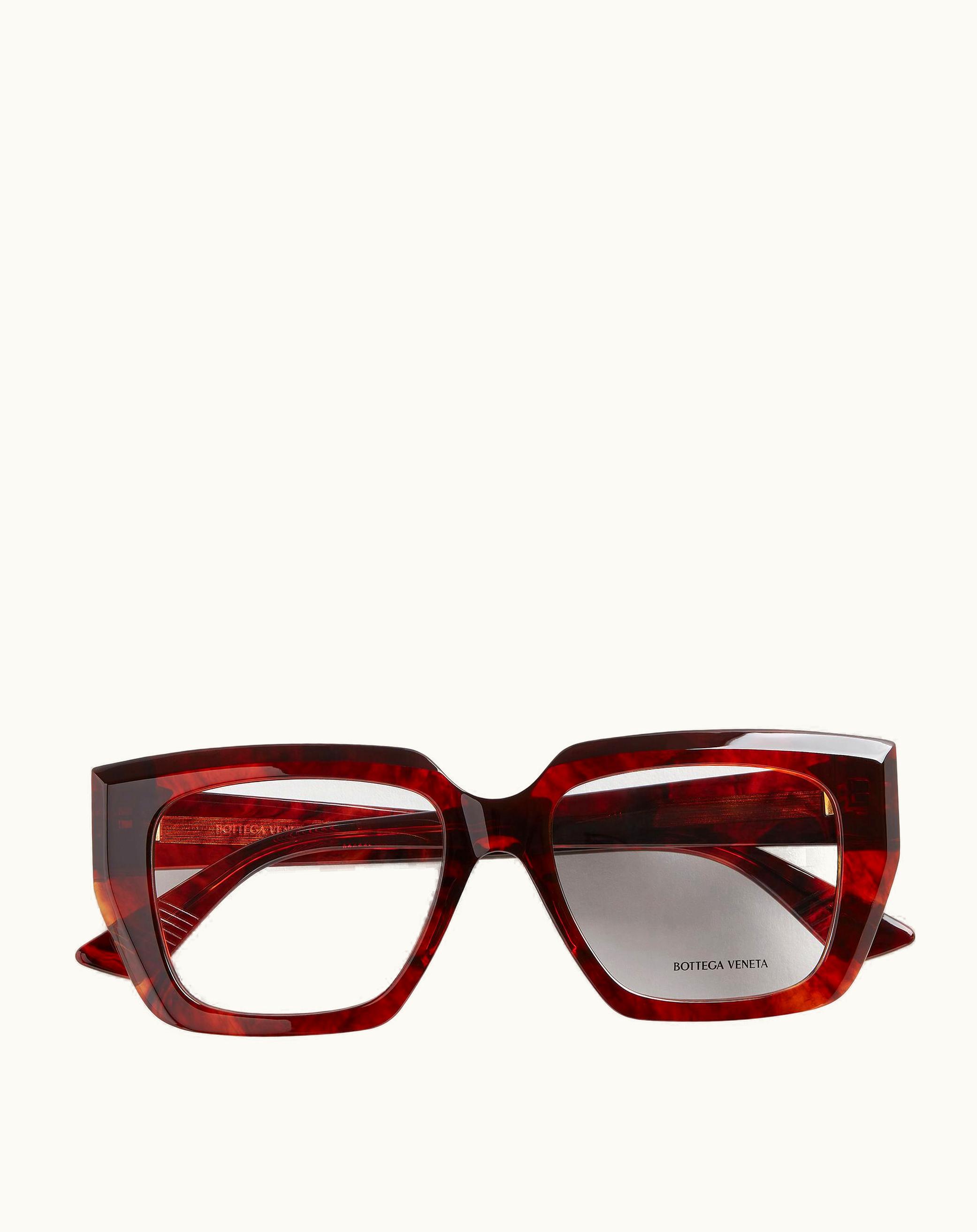 Bottega Veneta Bottega Veneta Women's Classic Acetate Square Eyeglasses In Havana / Transparent Havana/transparent