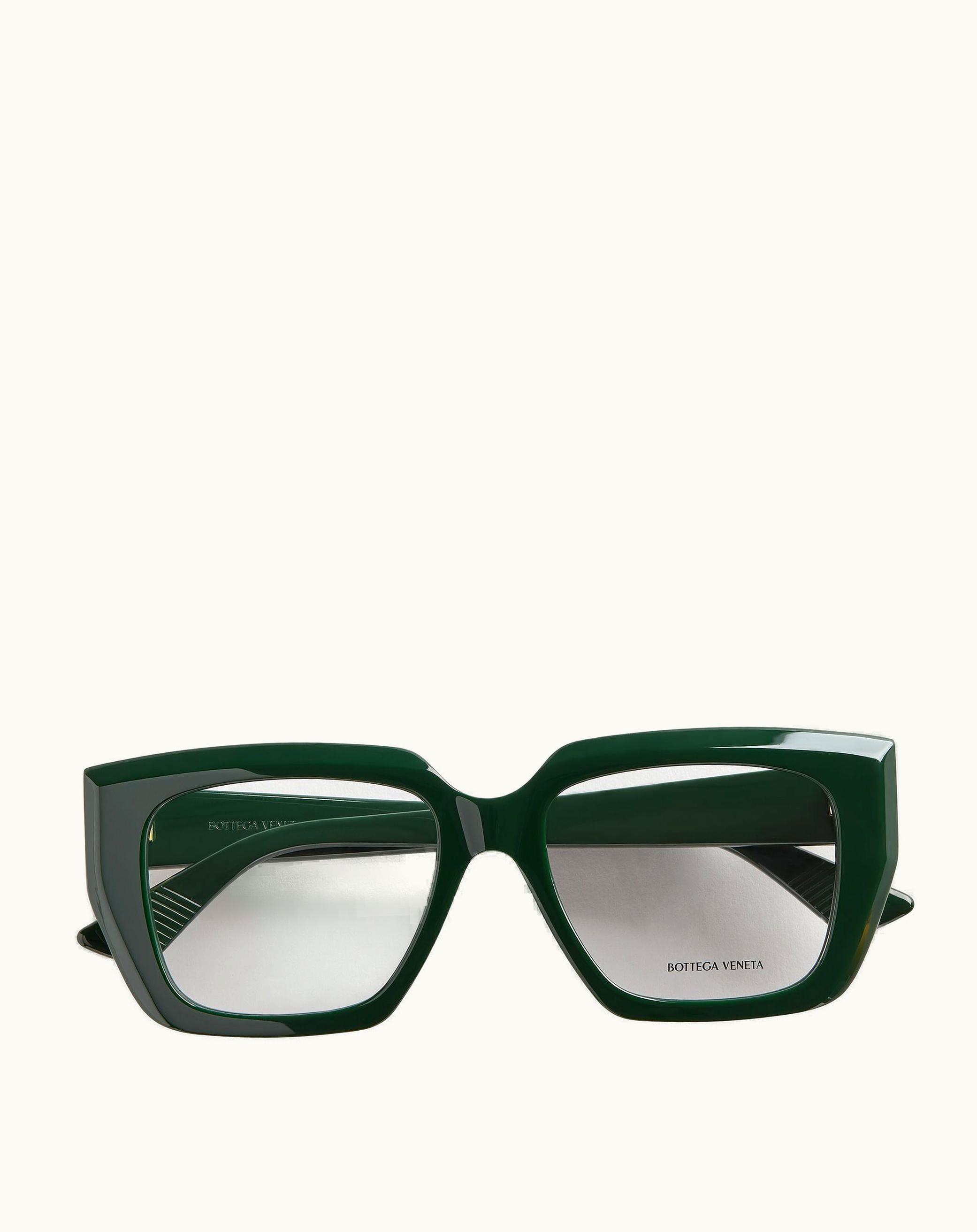 Bottega Veneta Bottega Veneta Women's Classic Acetate Square Eyeglasses In Green / Transparent