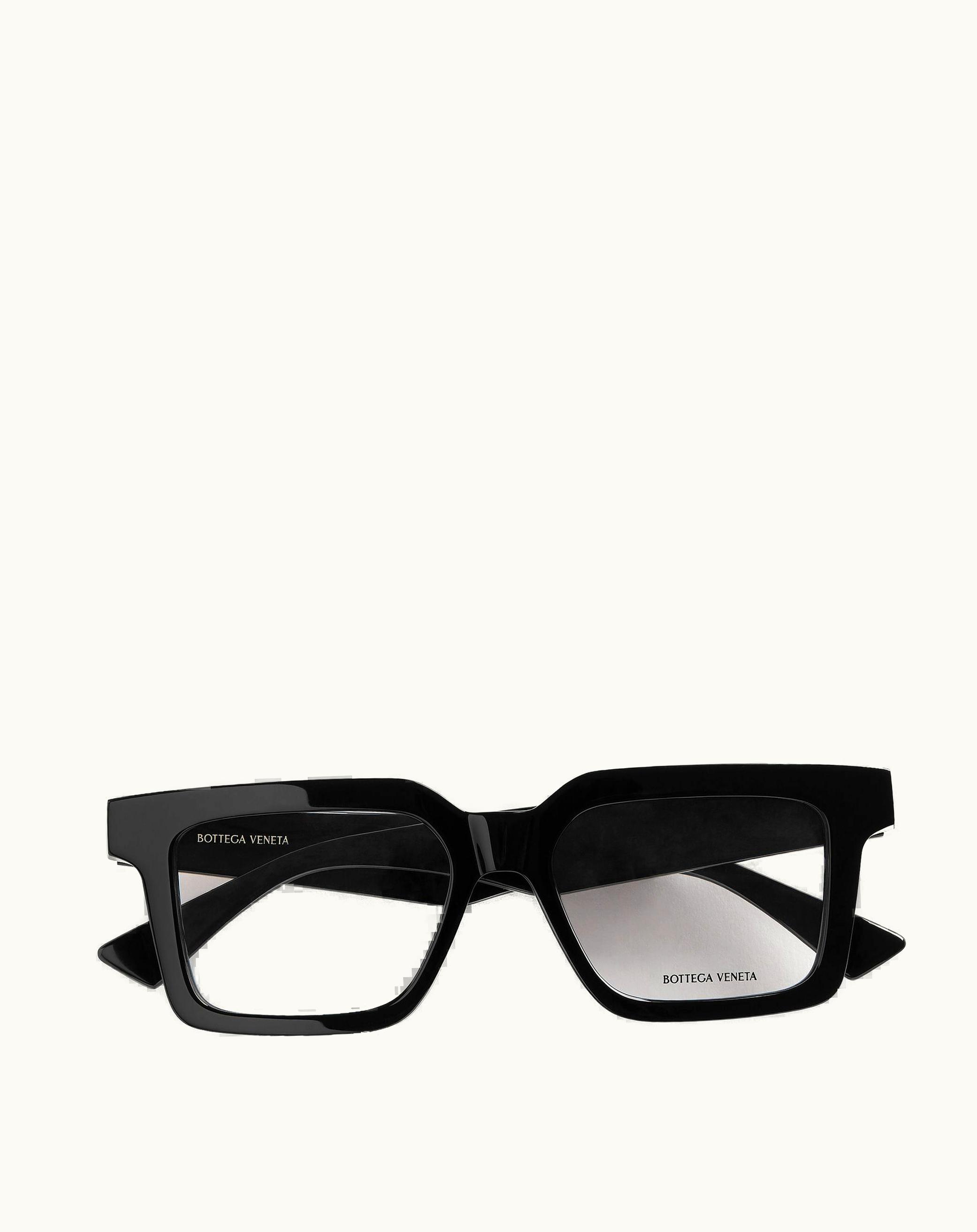 Bottega Veneta Bottega Veneta Men's Classic Recycled Acetate Square Eyeglasses In Black / Transparent