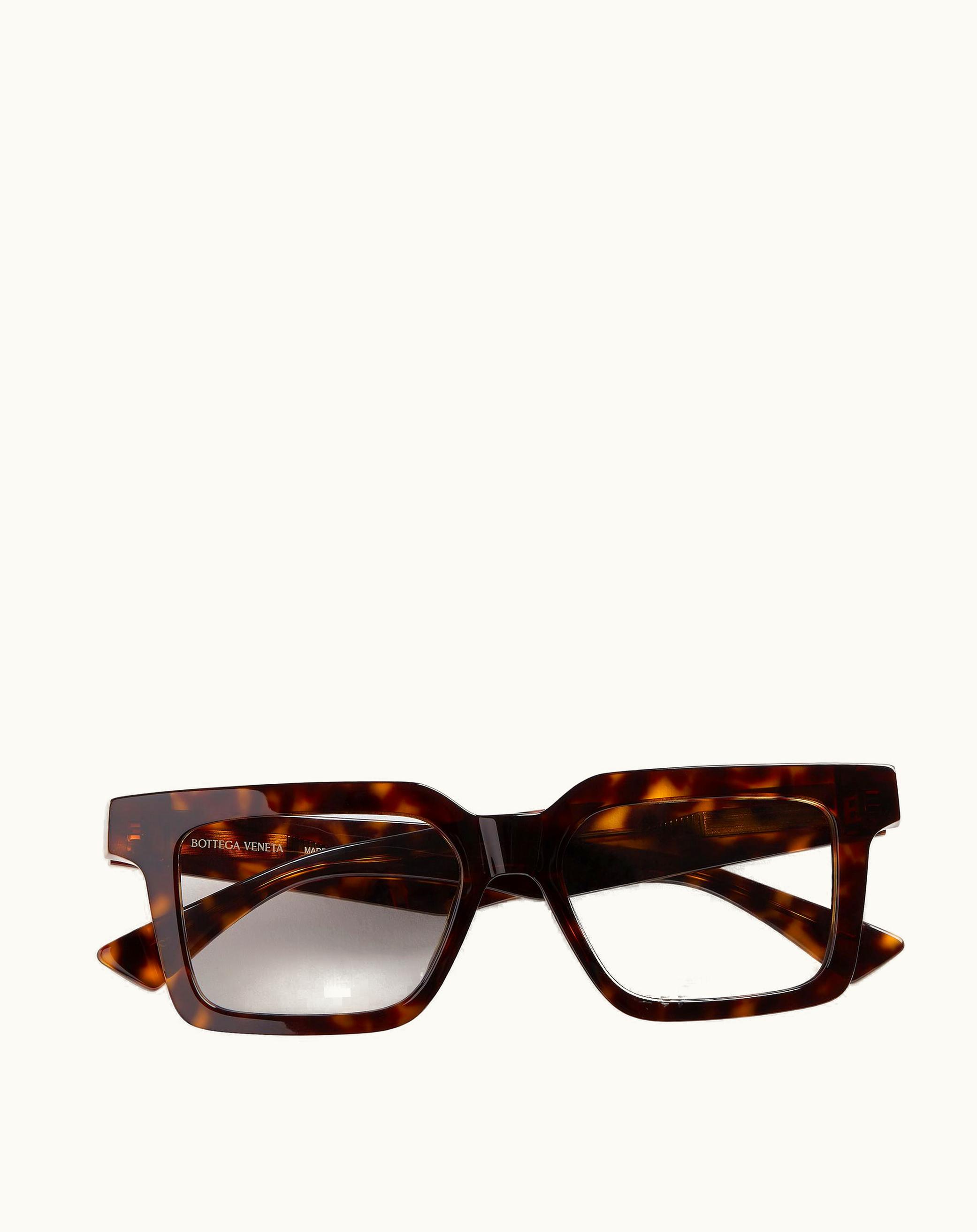 Bottega Veneta Bottega Veneta Men's Classic Recycled Acetate Square Eyeglasses In Havana / Transparent