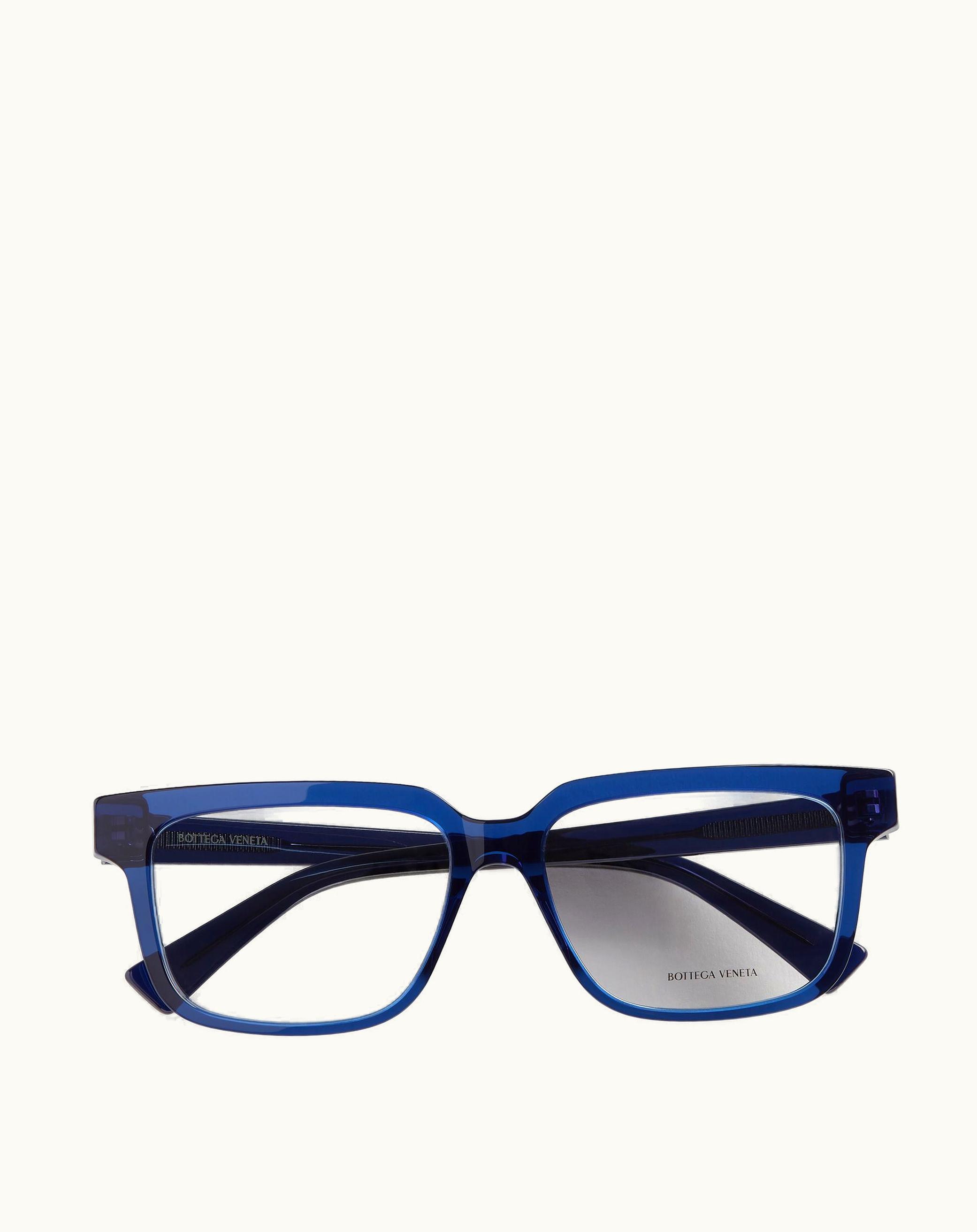 Bottega Veneta Bottega Veneta Men's Soft Recycled Acetate Square Eyeglasses In Blue / Transparent