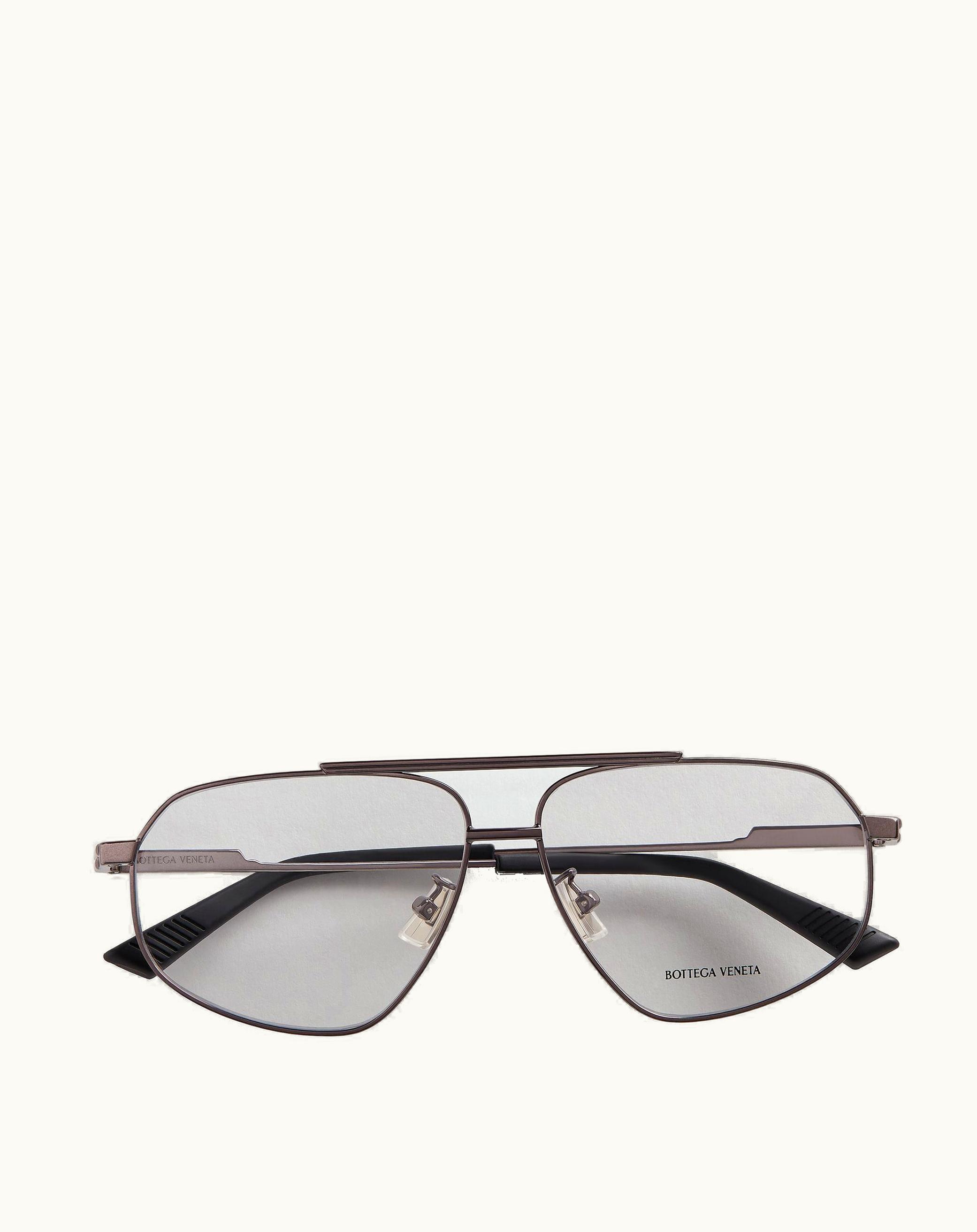 Bottega Veneta Bottega Veneta Classic Metal Aviator Eyeglasses In Ruthenium / Transparent