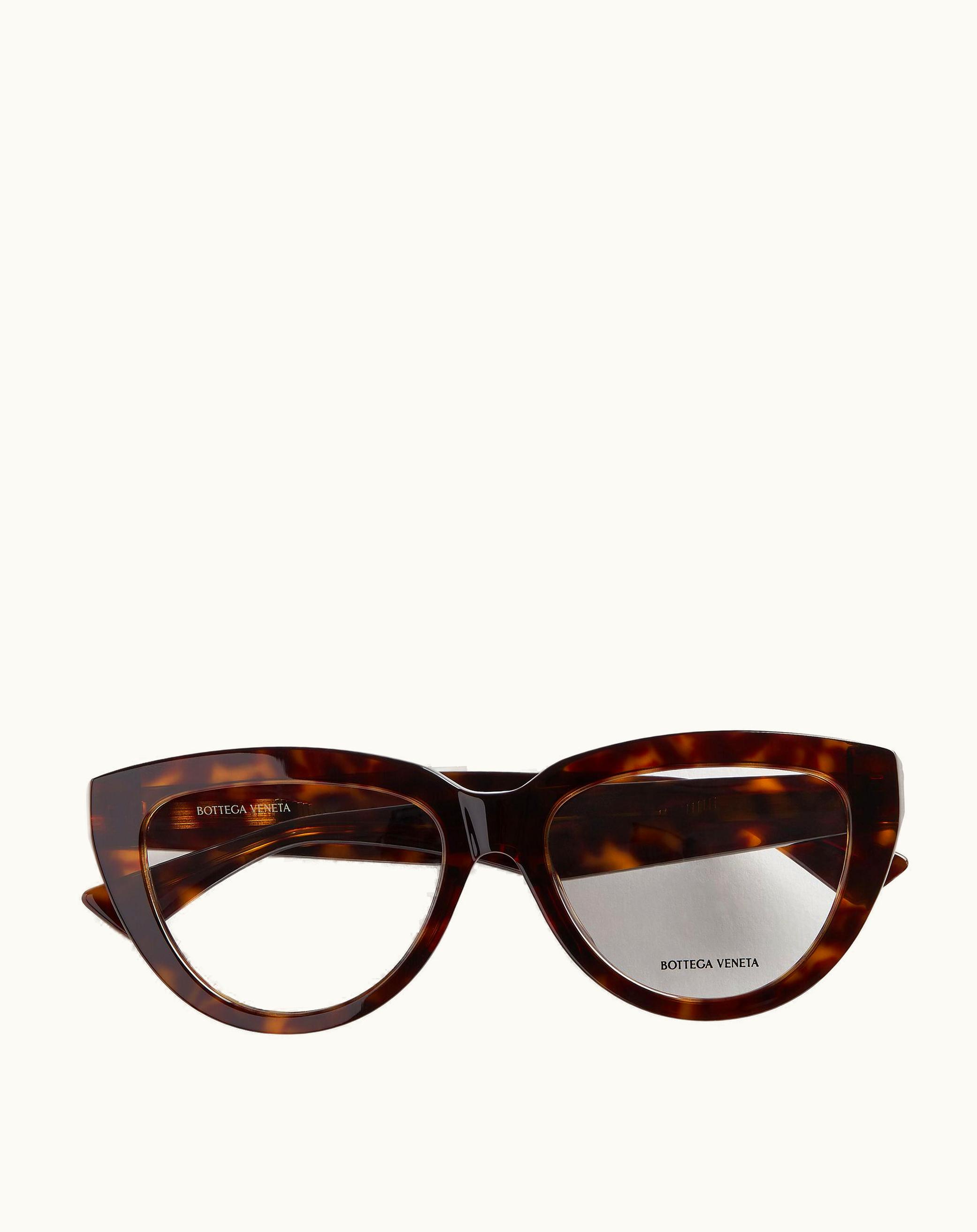 Bottega Veneta Bottega Veneta Women's Classic Recycled Acetate Cat Eye Eyeglasses In Havana / Transparent